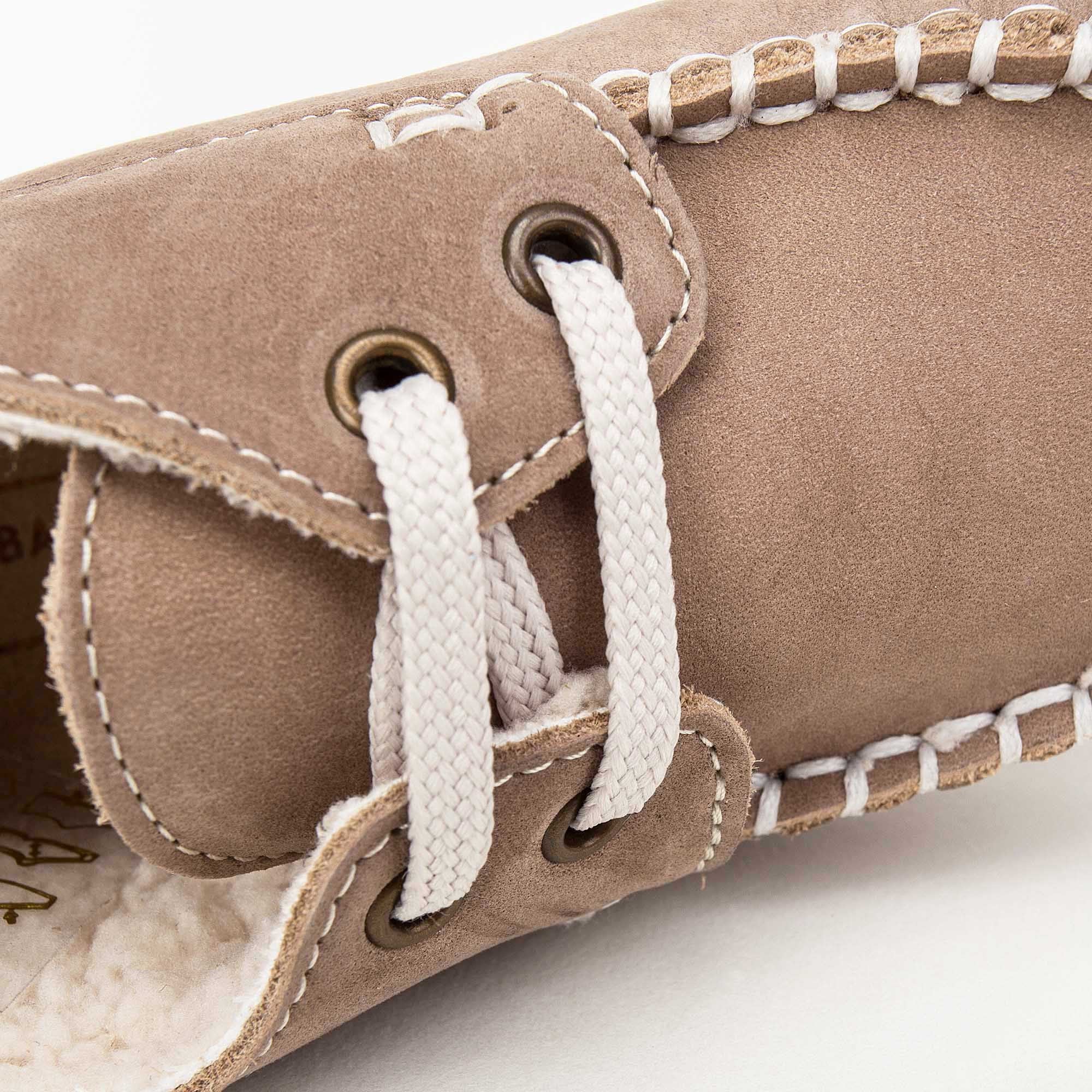 Boys & Girls Beige Suede Mooring Rope Leather  Loafers