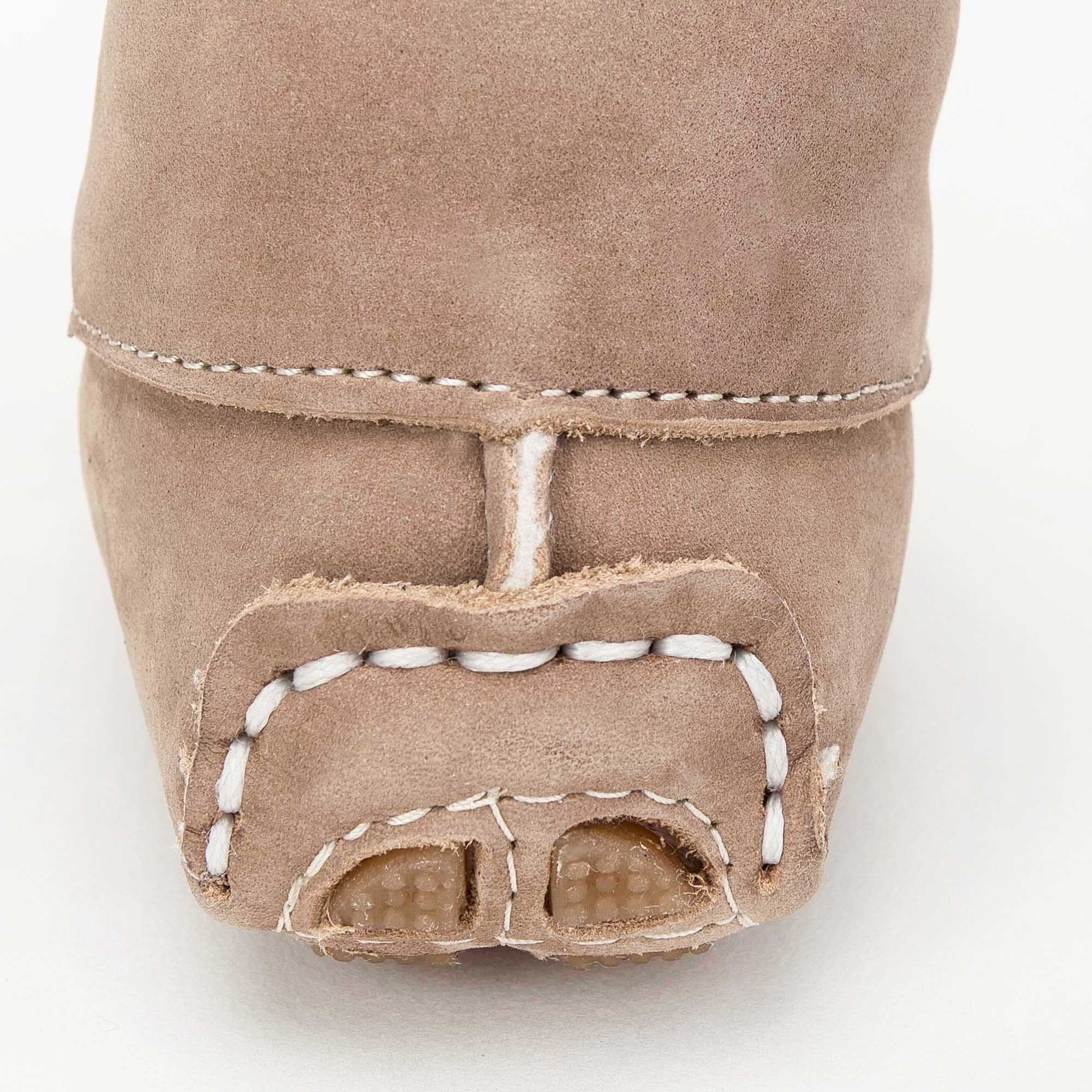 Boys & Girls Beige Suede Mooring Rope Leather  Loafers