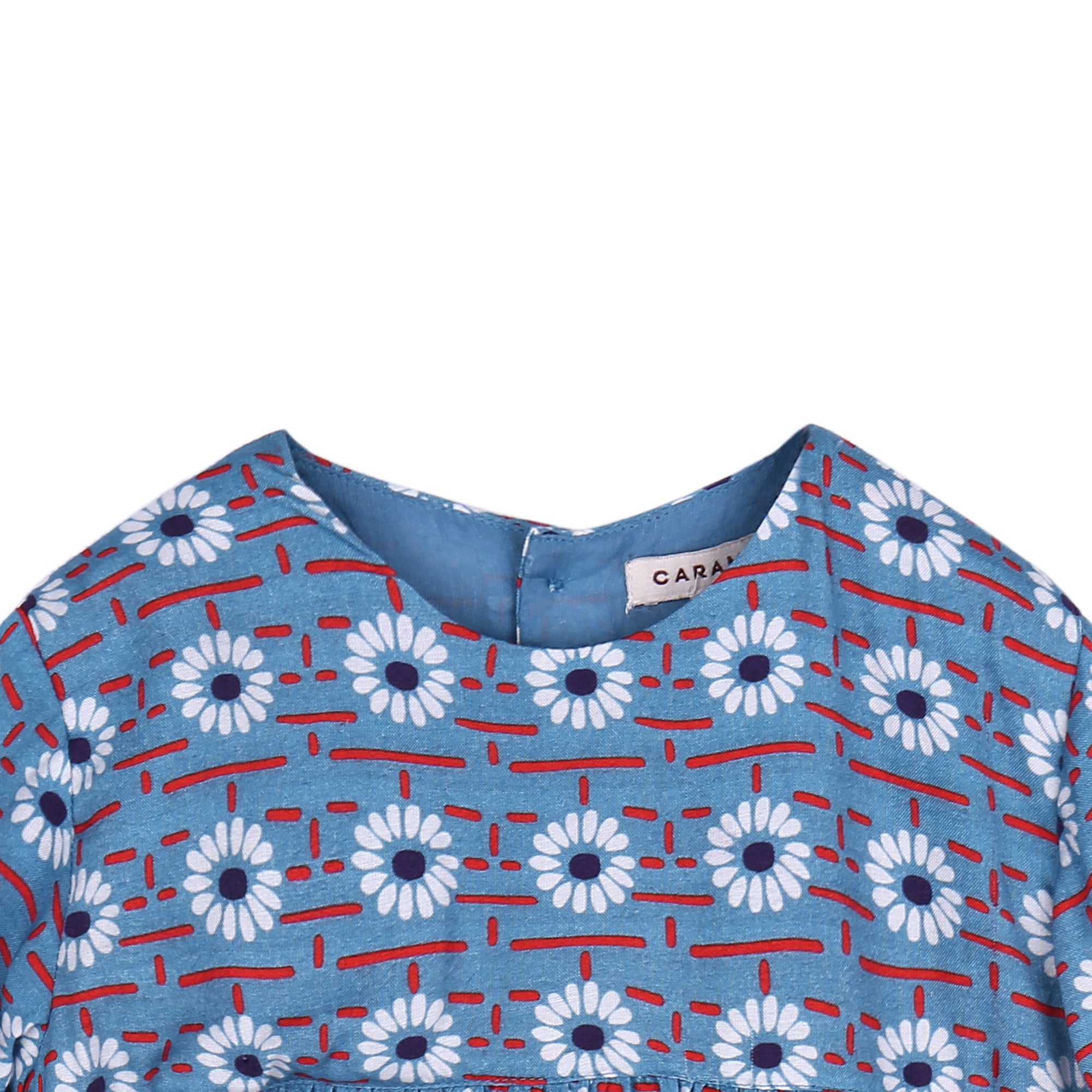Baby Girls Blue Daisy Printed Viscose Dresses