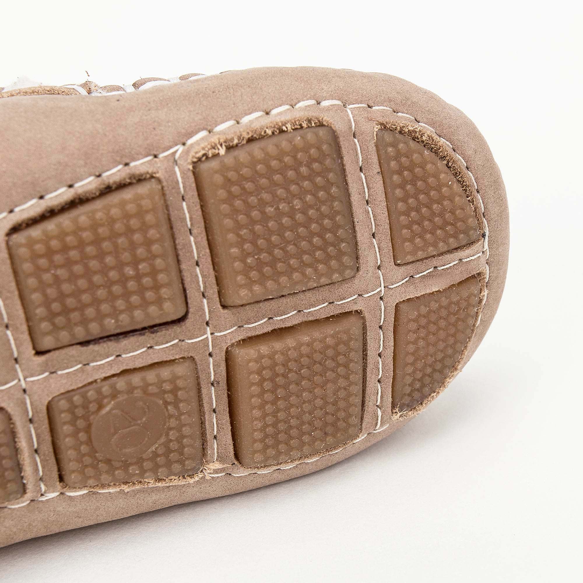 Boys & Girls Beige Suede Mooring Rope Leather  Loafers