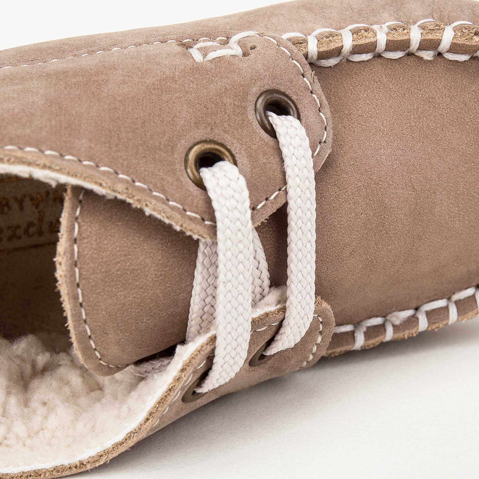 Boys & Girls Beige Suede Mooring Rope Leather  Loafers