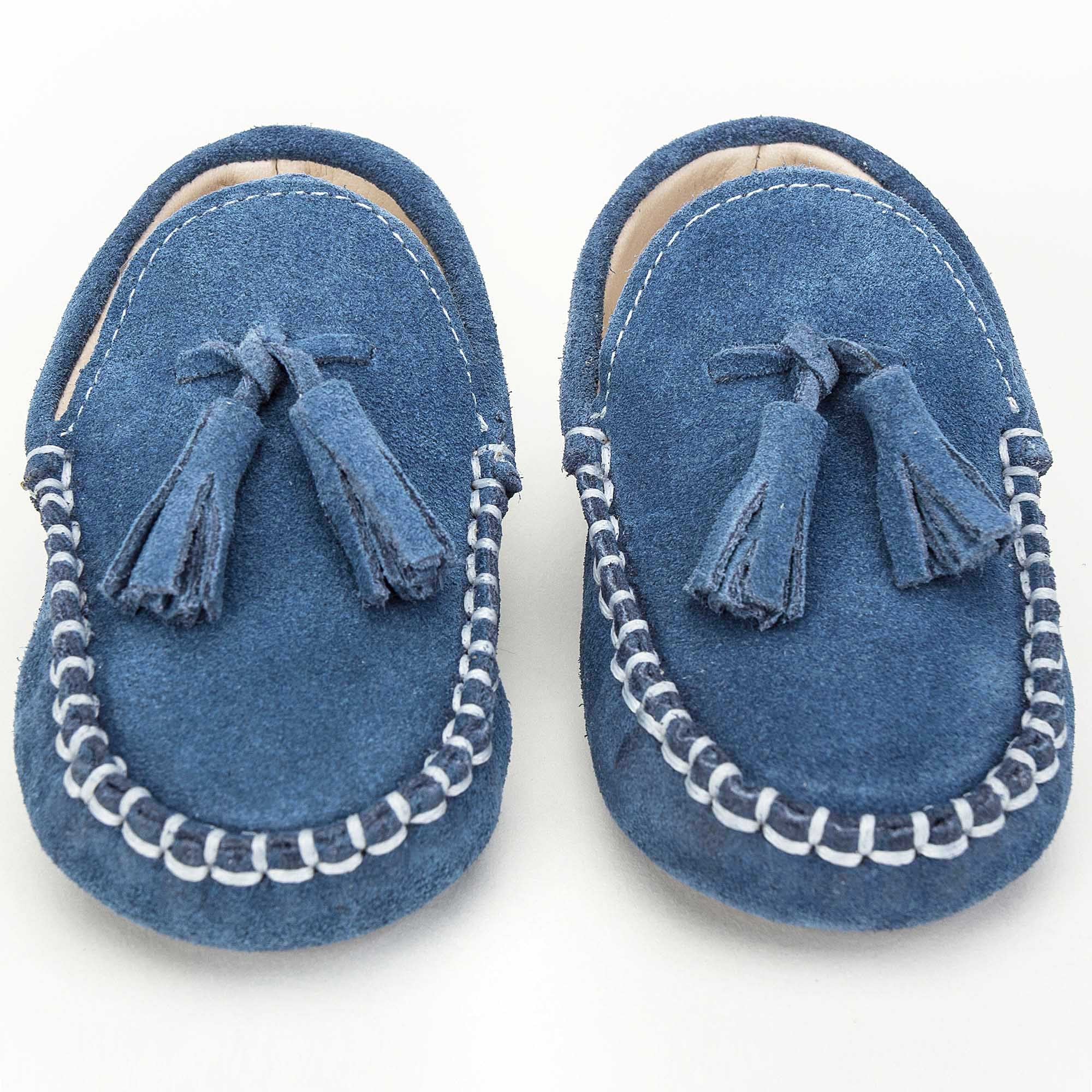 Boys & Girls Blue Royal  Suede Leather Tasselled Loafers