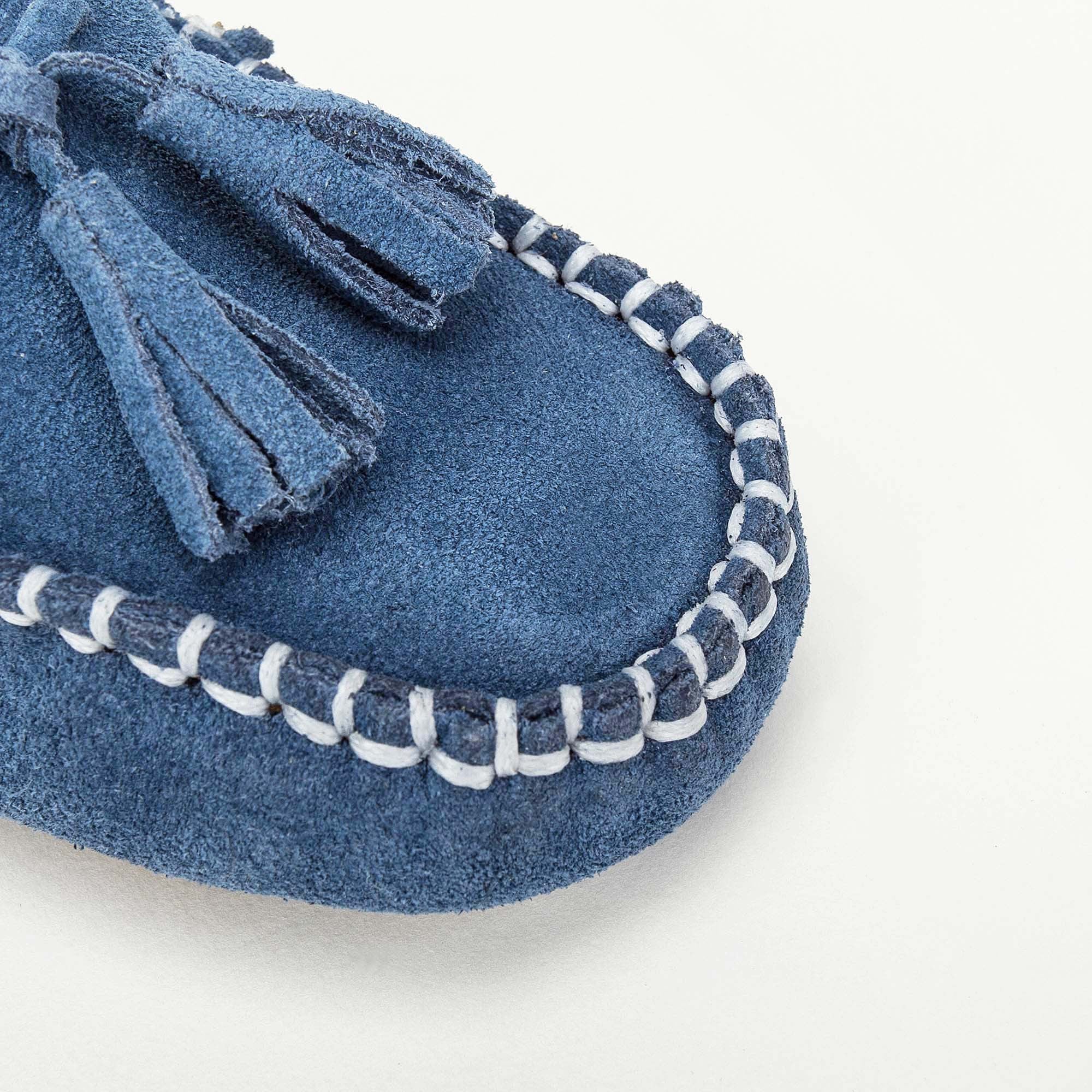 Boys & Girls Blue Royal  Suede Leather Tasselled Loafers