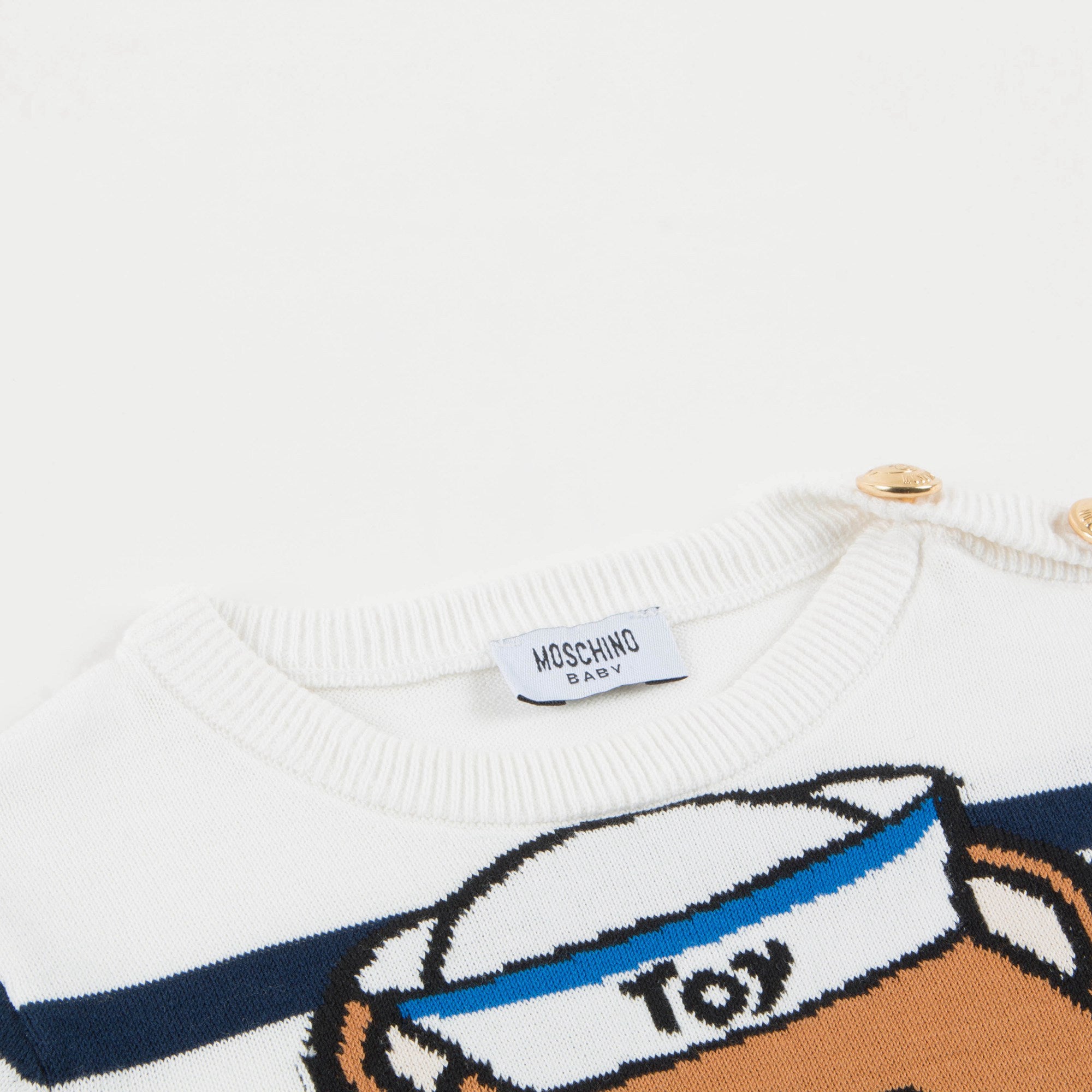 Baby White & Blue Striped Cotton Sweater