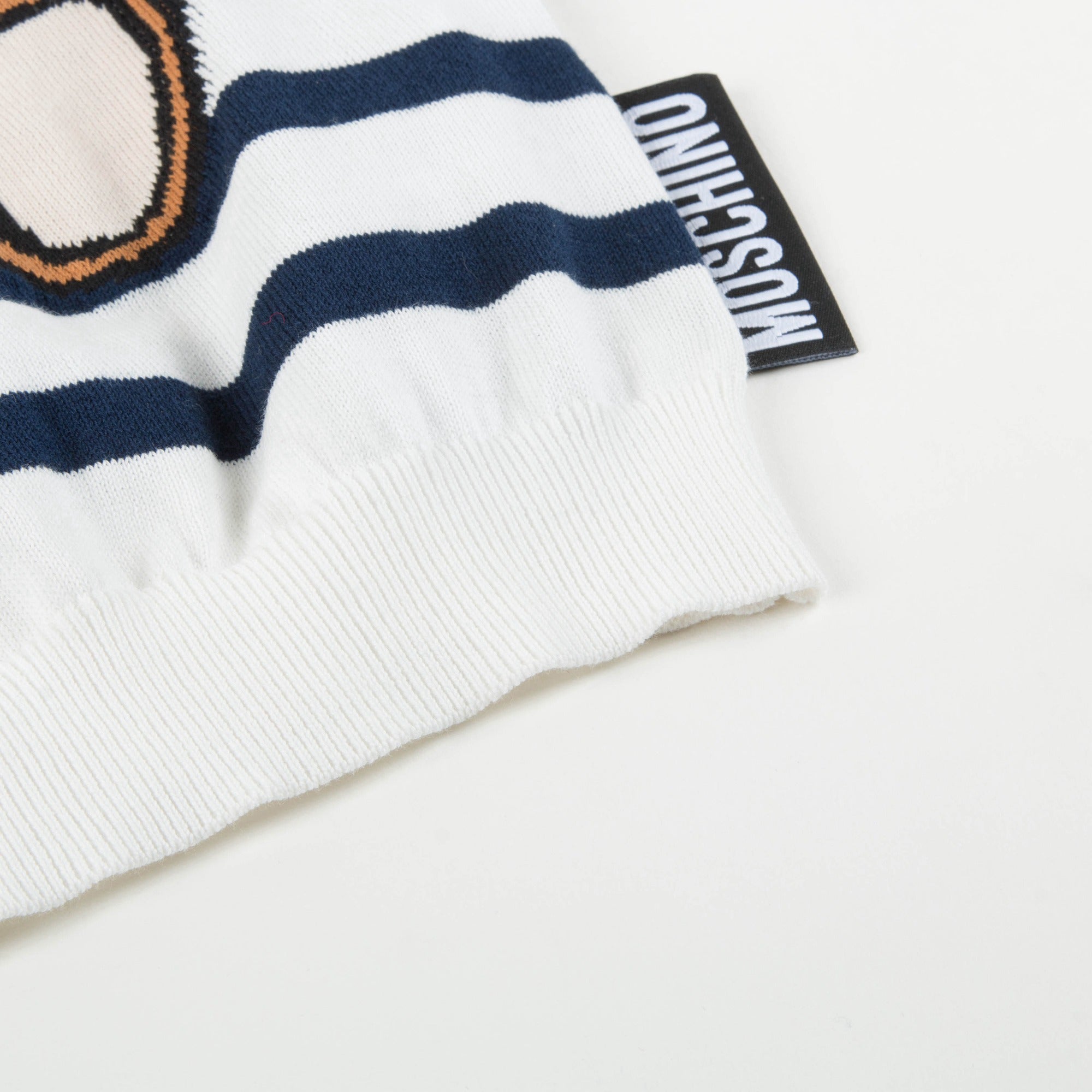 Baby White & Blue Striped Cotton Sweater