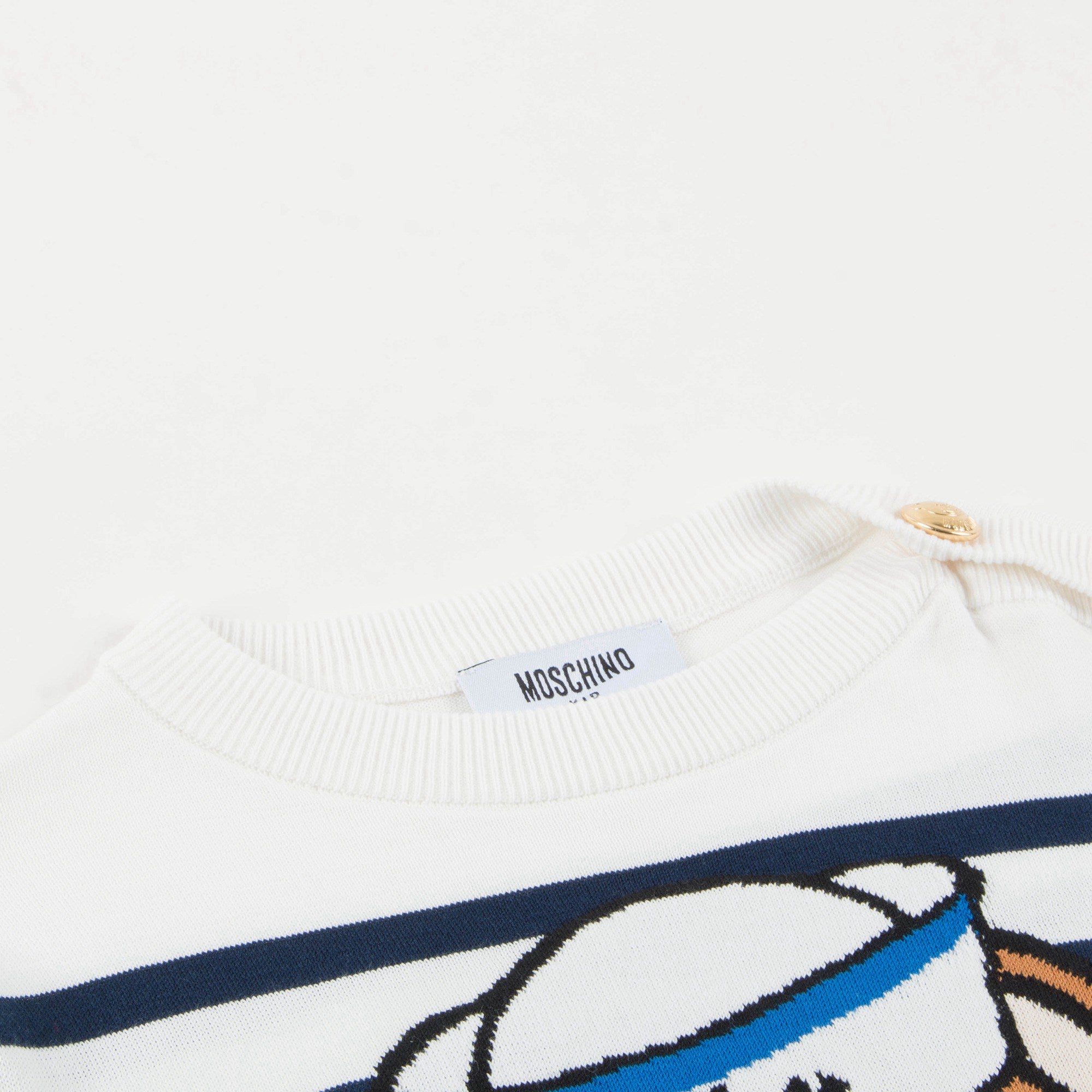 Girls White & Blue Striped Cotton Sweater