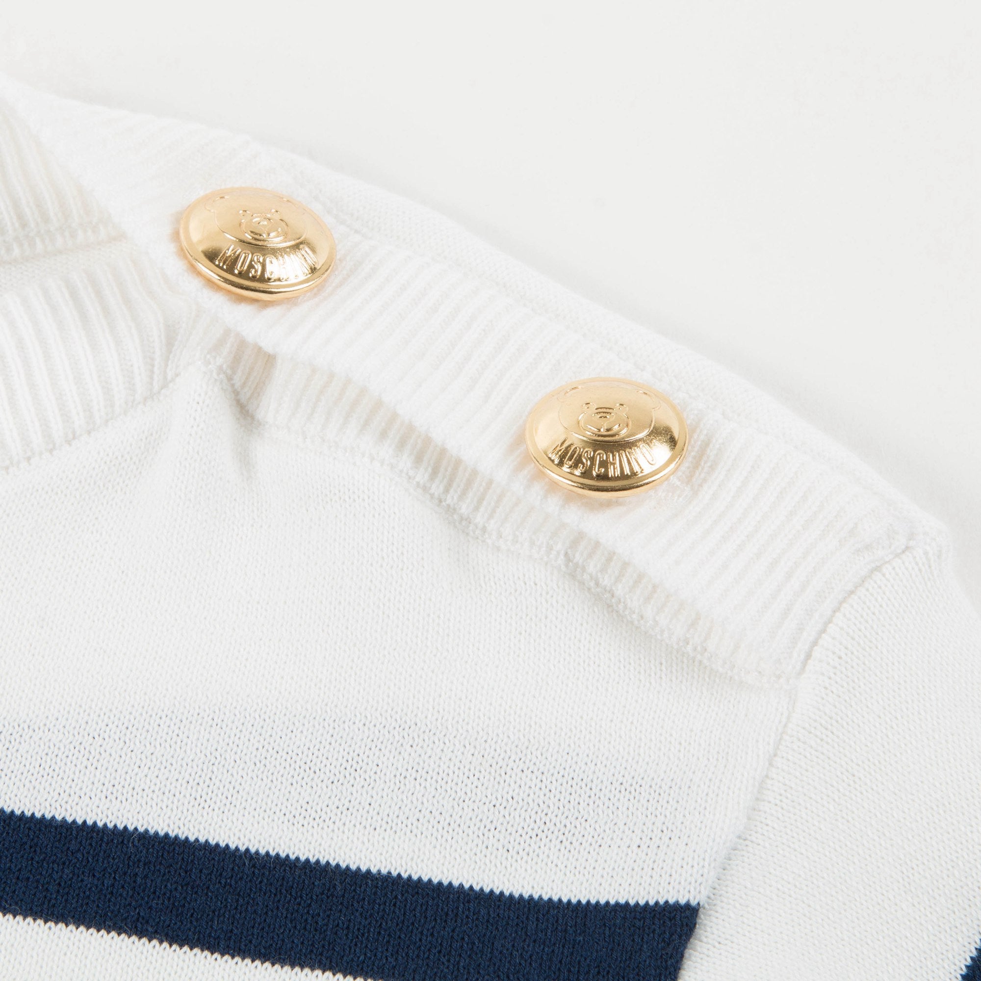 Girls White & Blue Striped Cotton Sweater