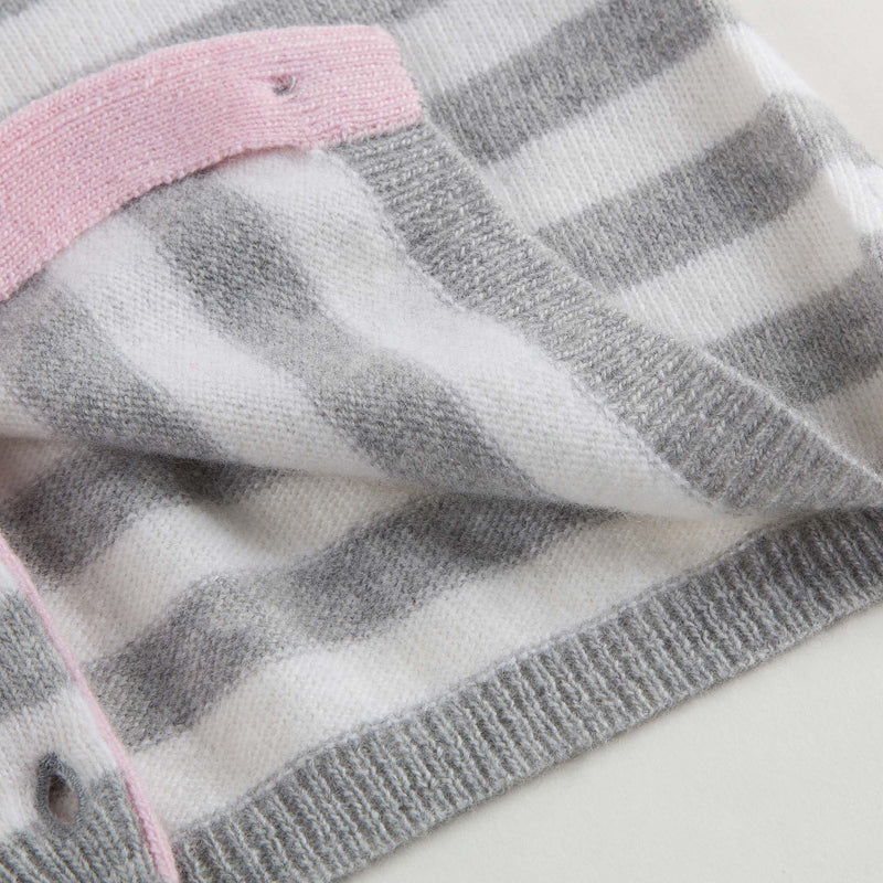 Baby Girls Grey & Milk White Stripe Cardigan