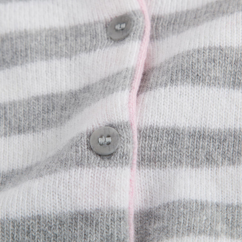 Baby Girls Grey & Milk White Stripe Cardigan