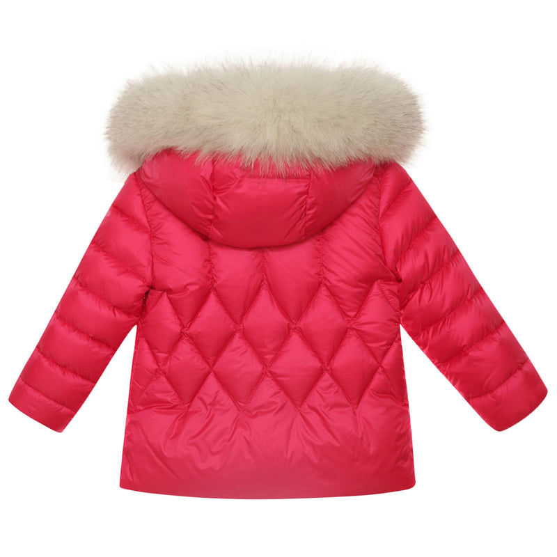 Baby Girls Fuchsia Fur Trims Hooded Padded Down 'Splendeur'Jacket - CÉMAROSE | Children's Fashion Store - 2
