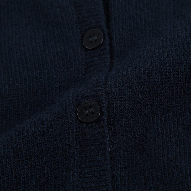 Girls Navy Blue Wool Cardigan With Silver Bow Trims
