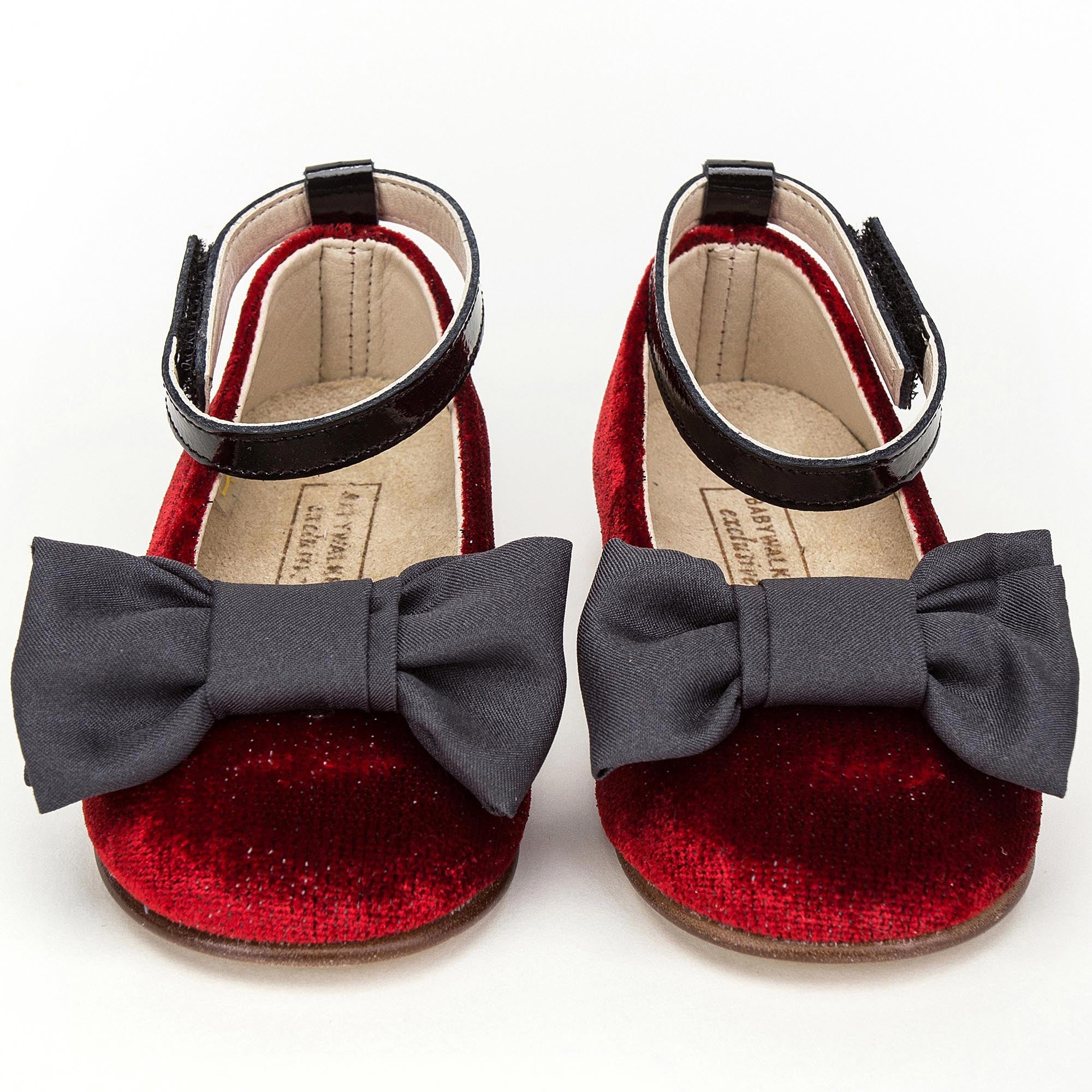 Girls Red Bow Trims Velcro Shoes