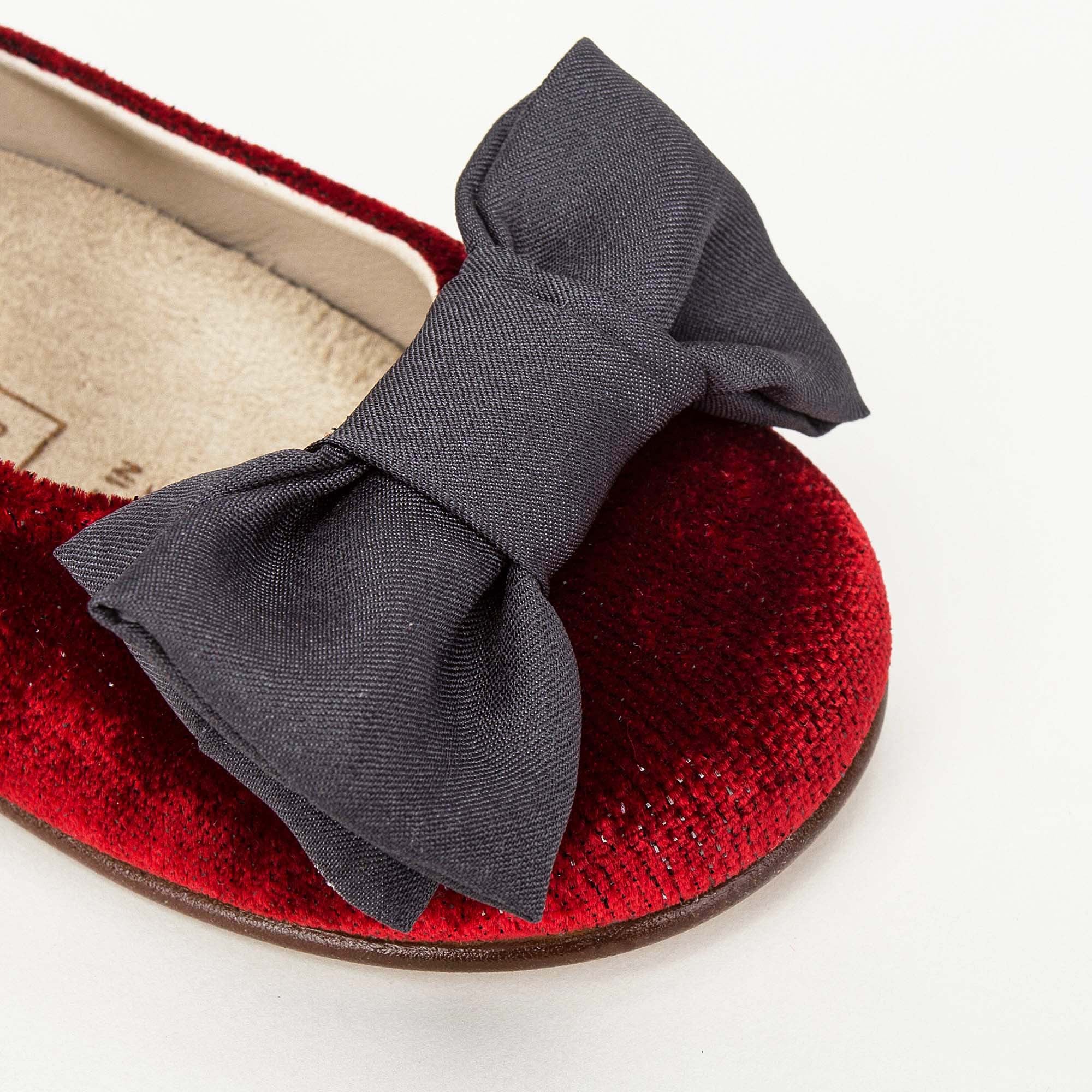 Girls Red Bow Trims Velcro Shoes