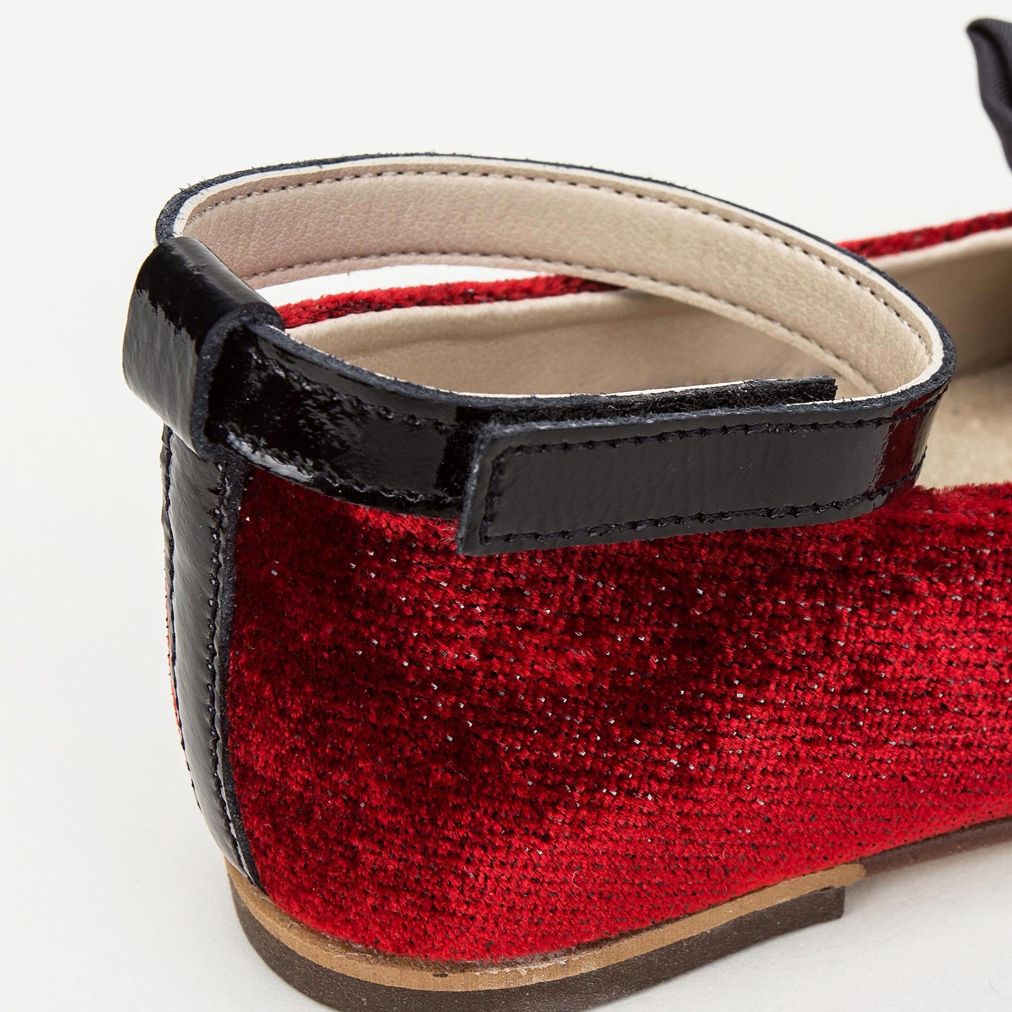 Girls Red Bow Trims Velcro Shoes