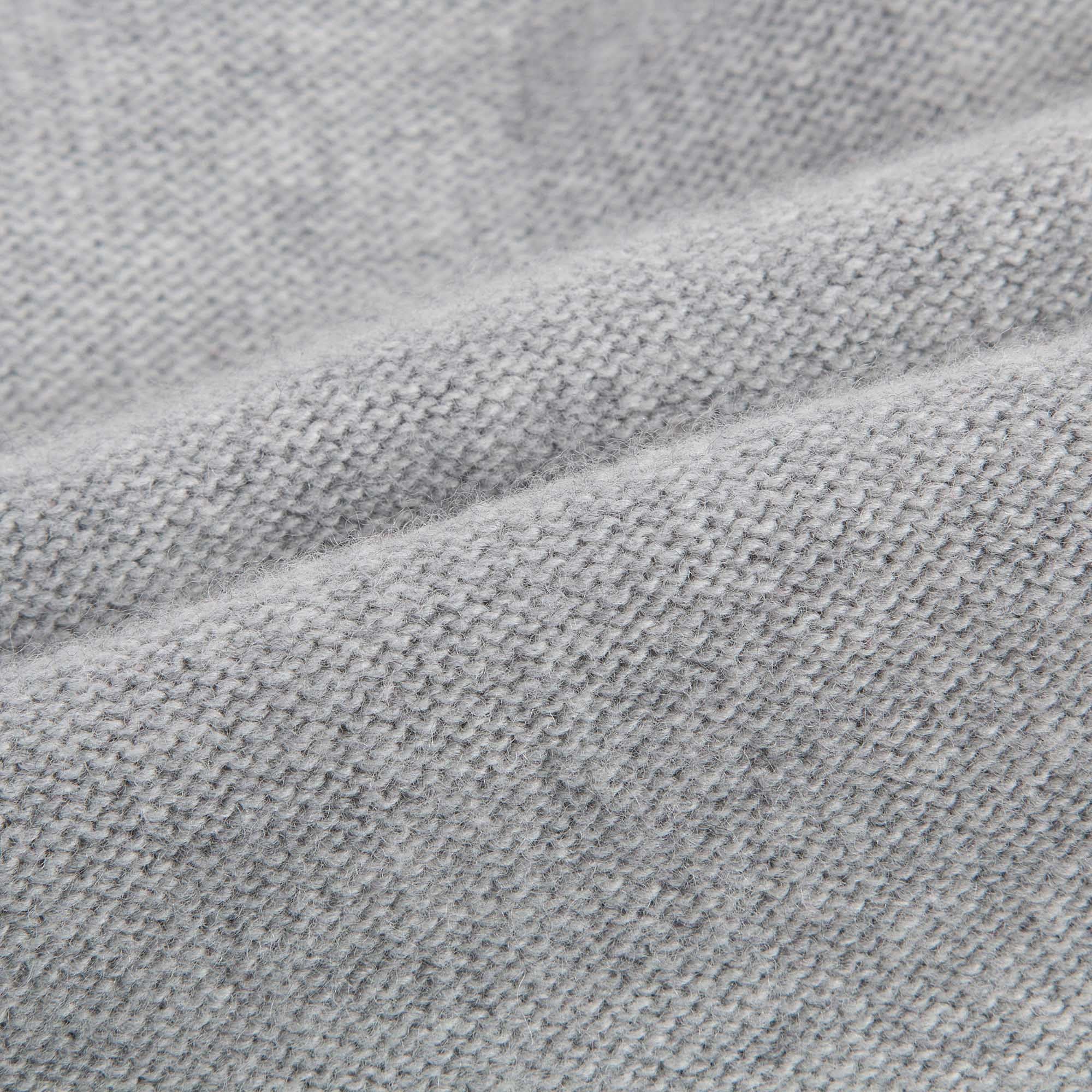 Baby Girls Grey Wool Knitted Dress With Pom-Pom Trims