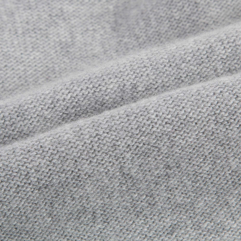 Baby Girls Grey Wool Knitted Dress With Pom-Pom Trims