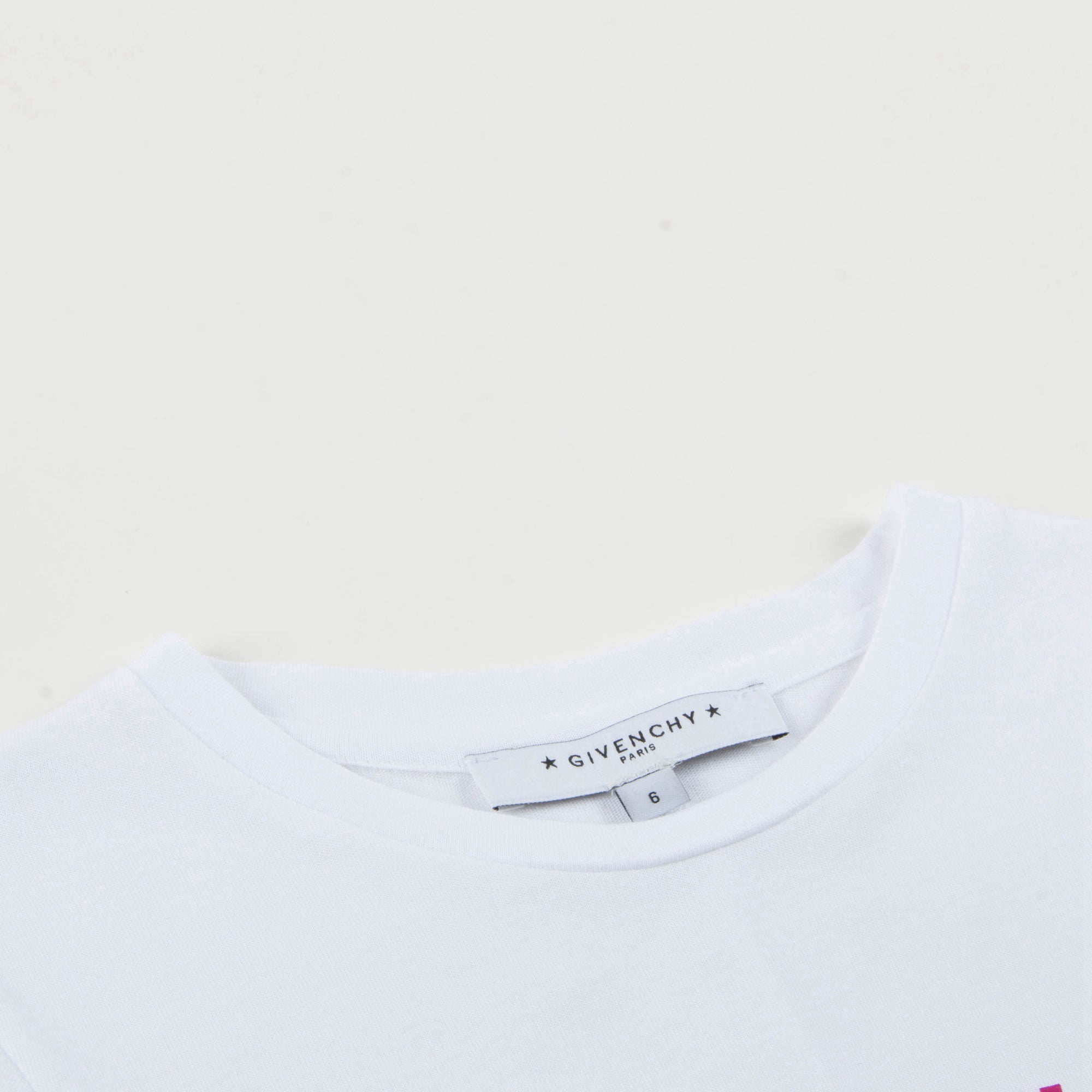 Girls White Cotton Pink Logo T-shirt