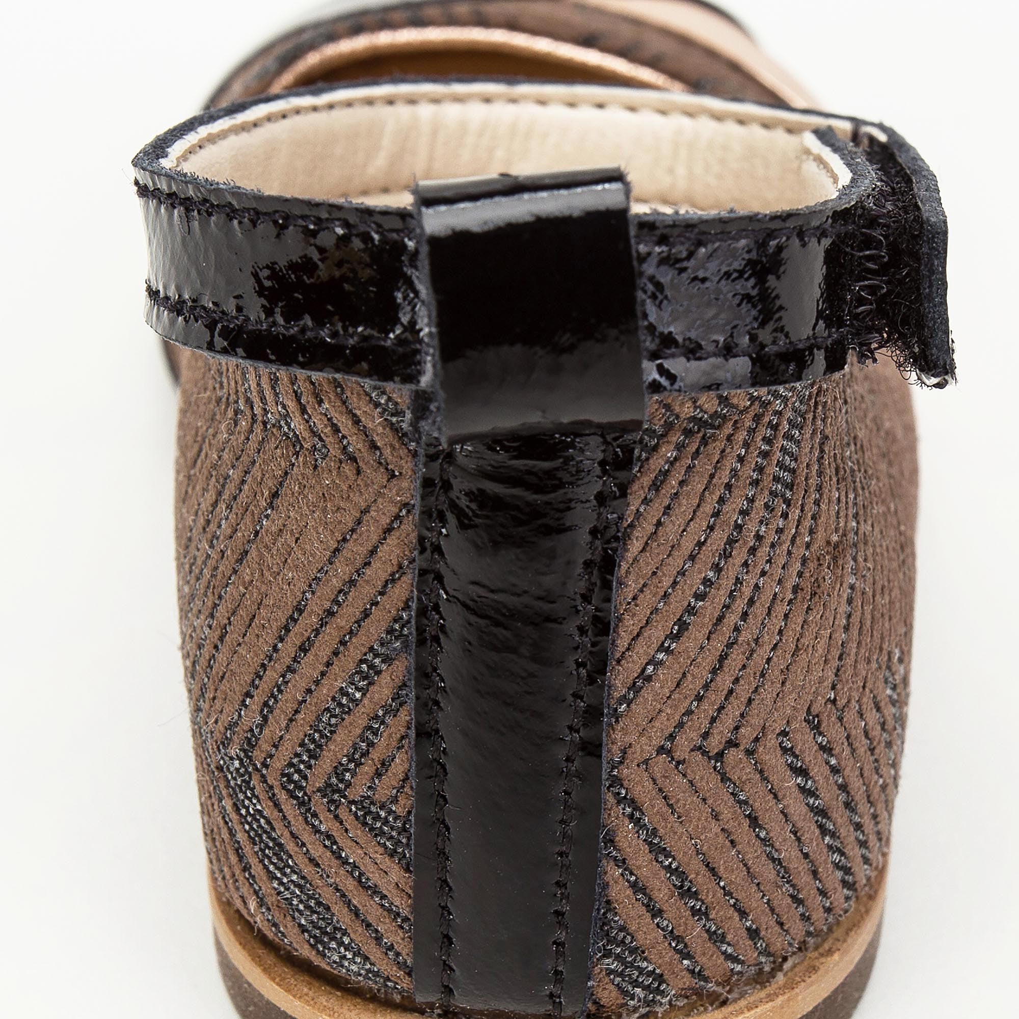 Girls Brown & Gold Suede Velcro Shoes