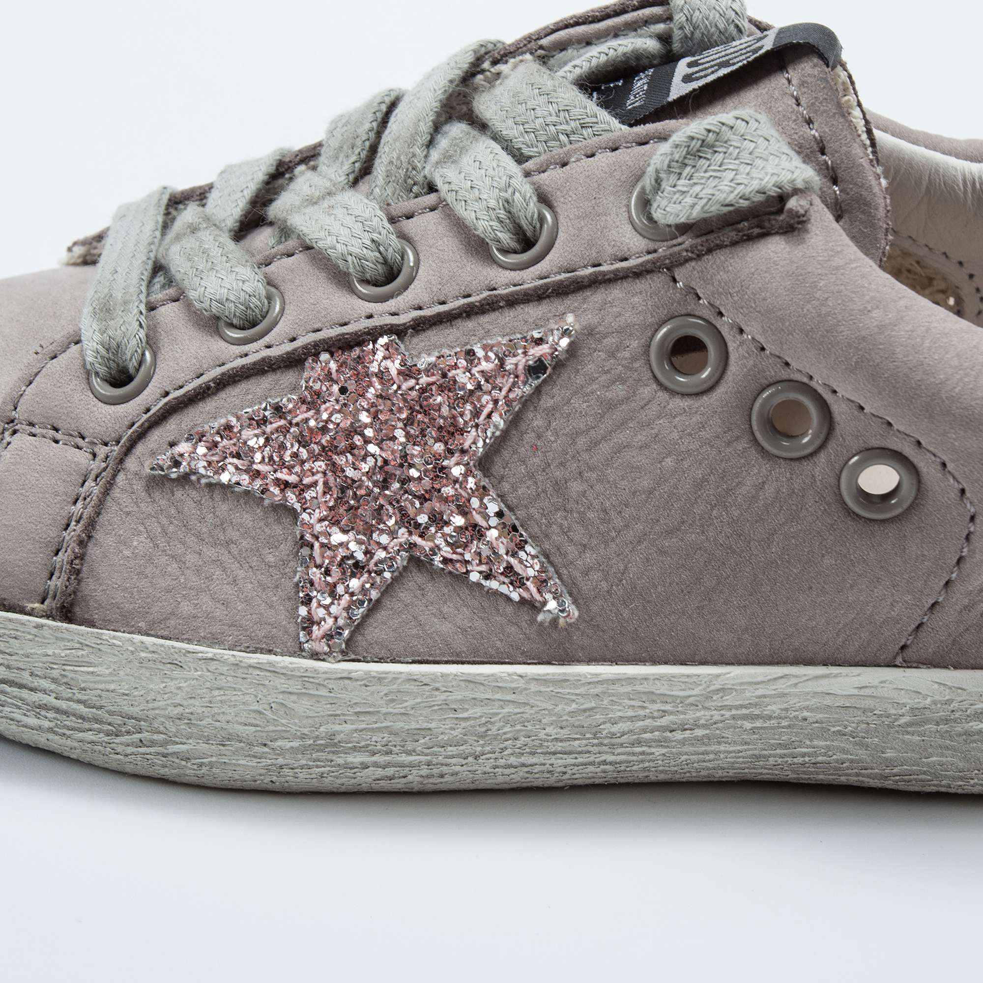 Girls Grey Cow Leather Sneakers