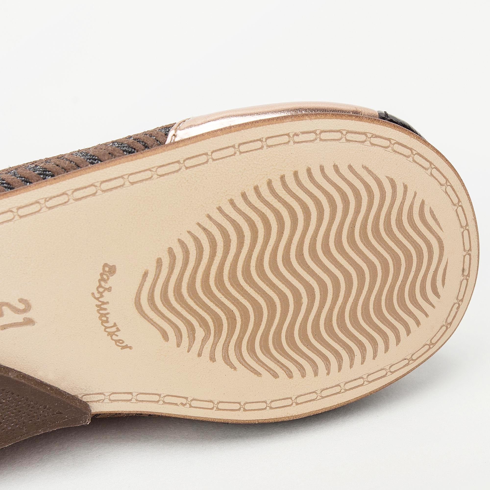 Girls Brown & Gold Suede Velcro Shoes