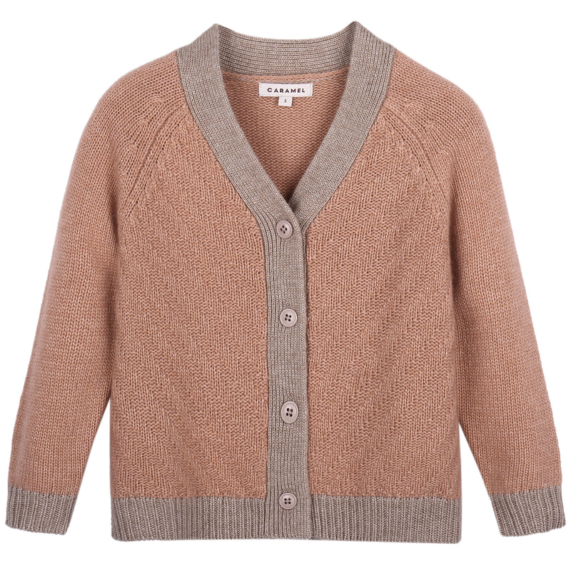 Girls Light Orange Knitted Cardigan