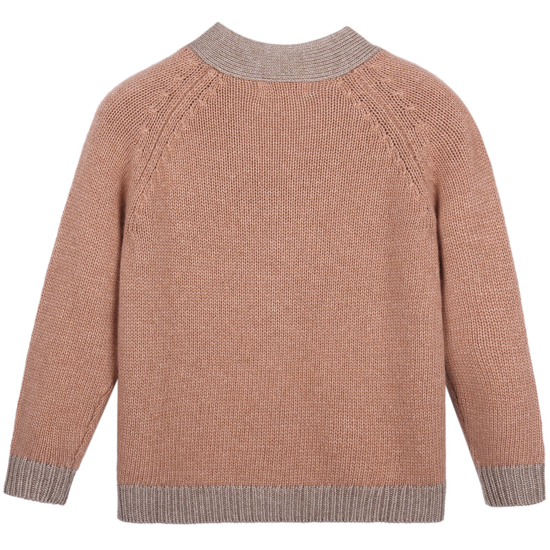 Girls Light Orange Knitted Cardigan