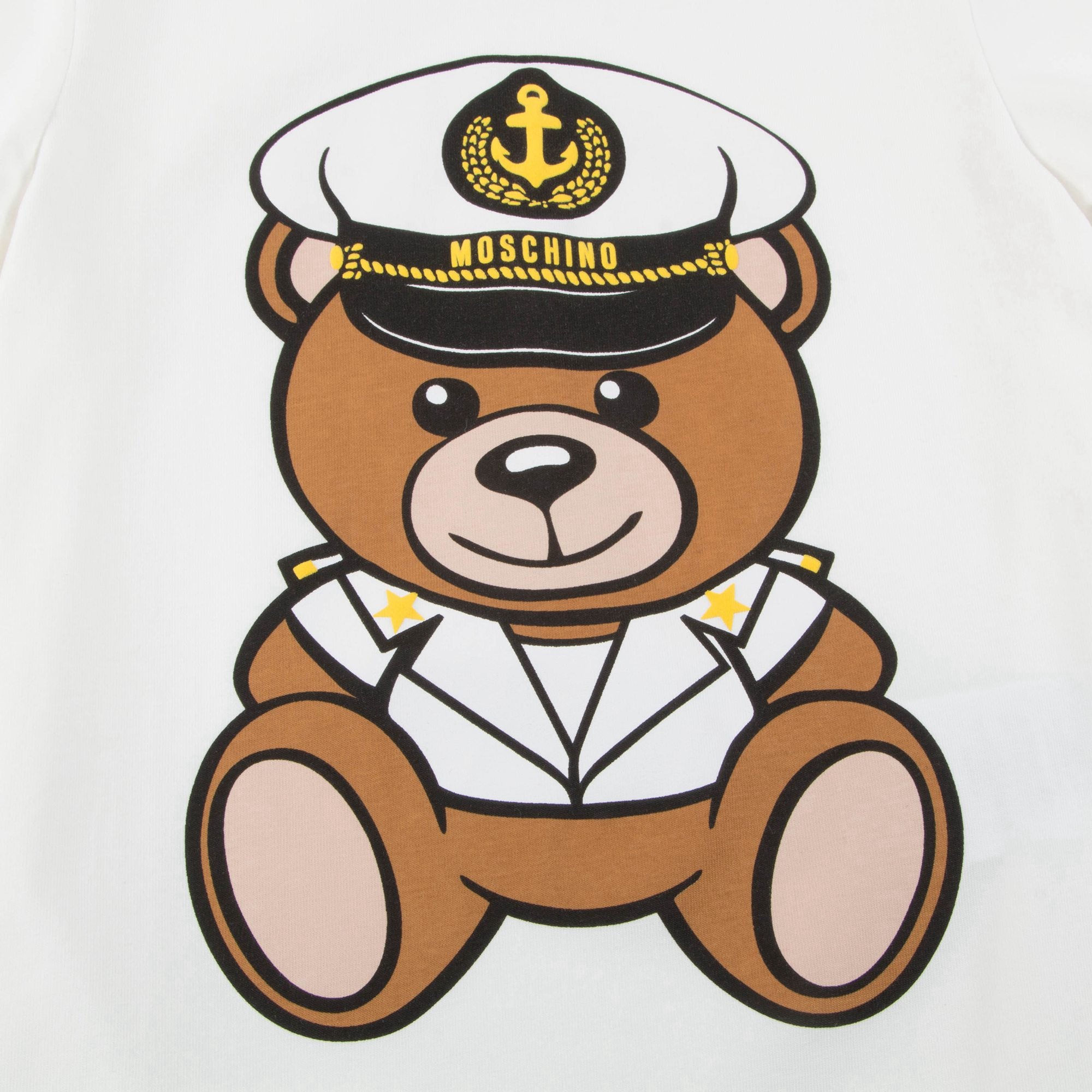 Girls White Teddy Bear Cotton T-shirt
