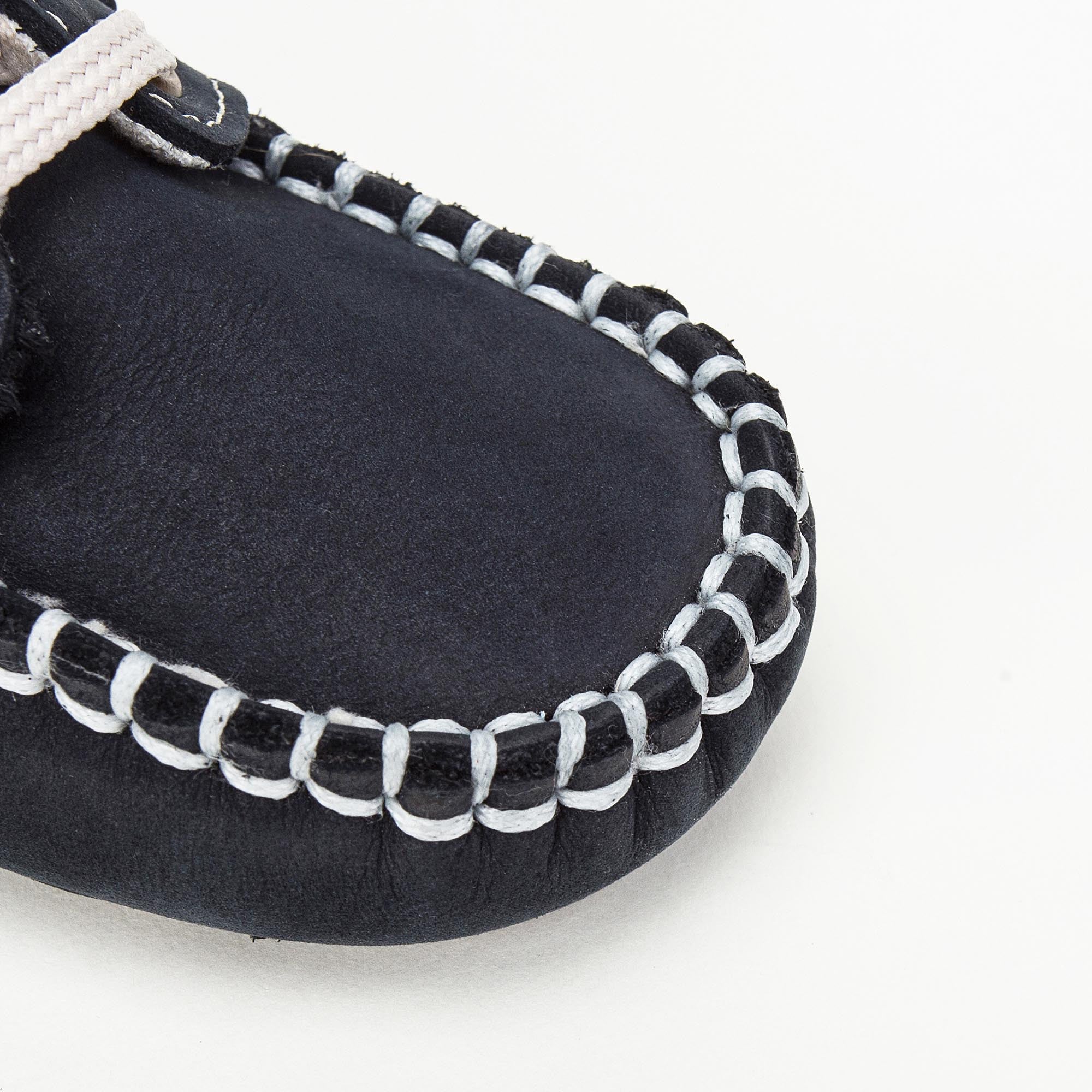 Boys & Girls Navy Blue Suede Mooring Rope Leather  Loafers