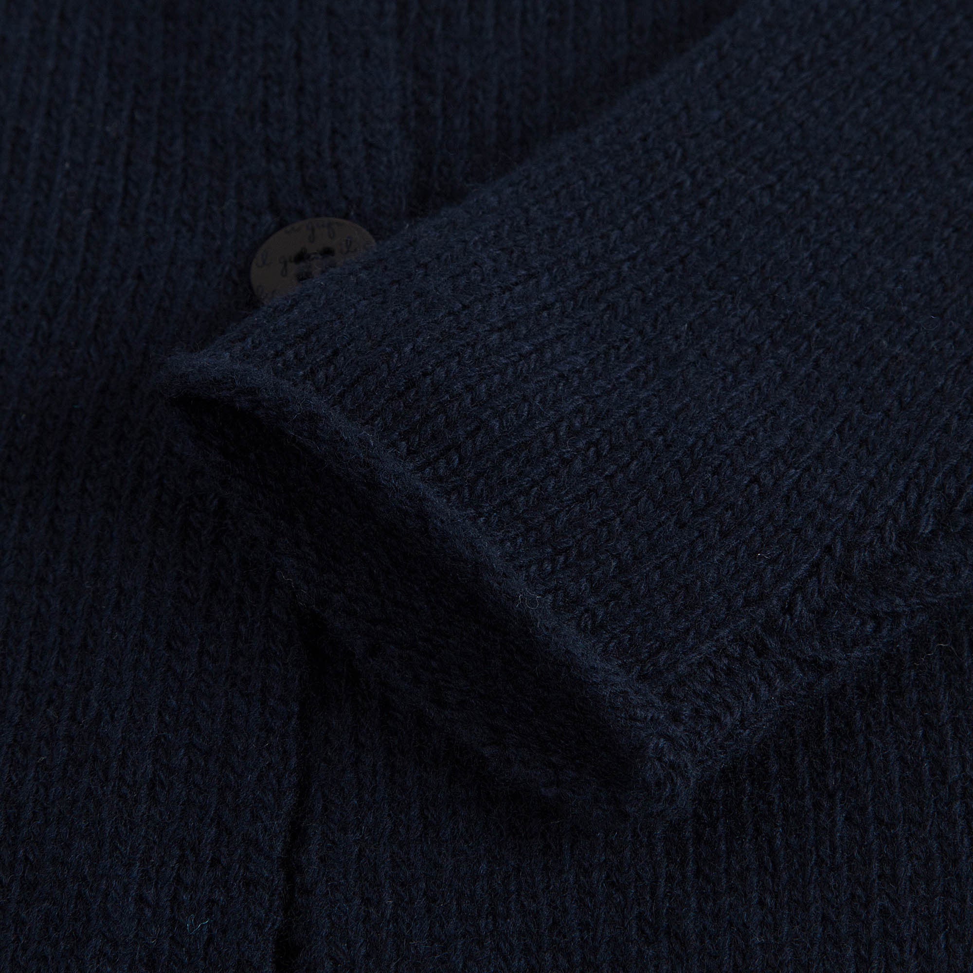 Girls Navy Blue Patch Flower Trims Wool Cardigan