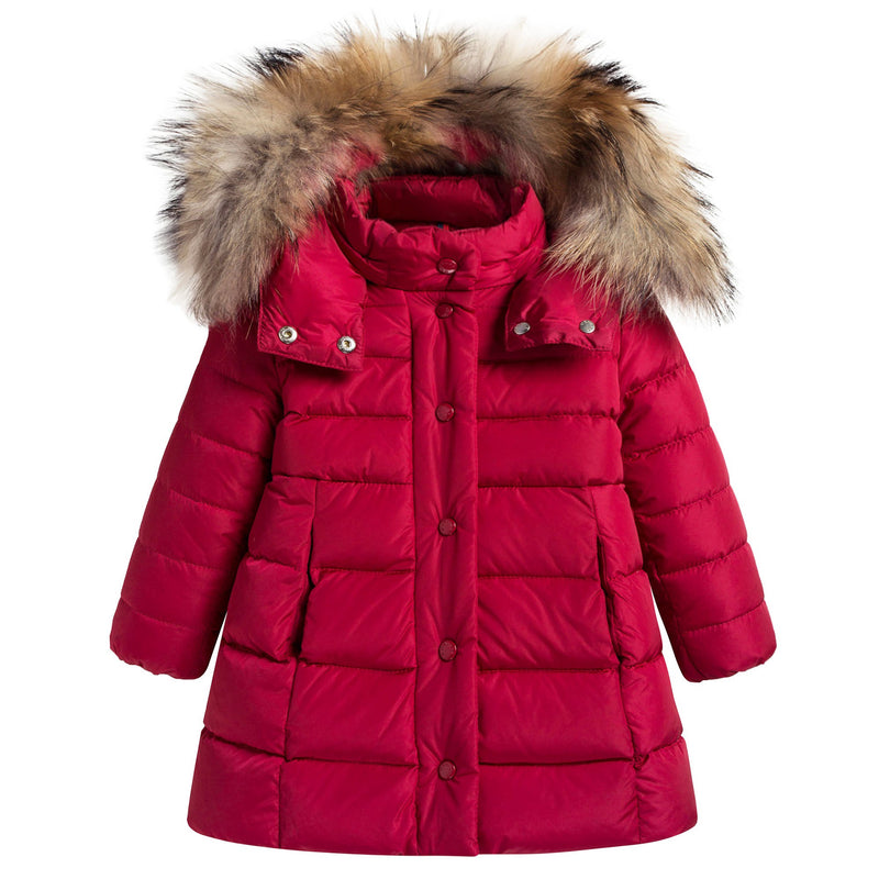 Girls Red 'New Neste" Down Padded Coat