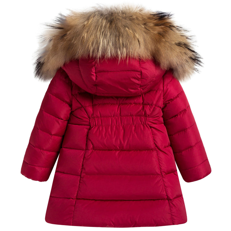Girls Red 'New Neste" Down Padded Coat