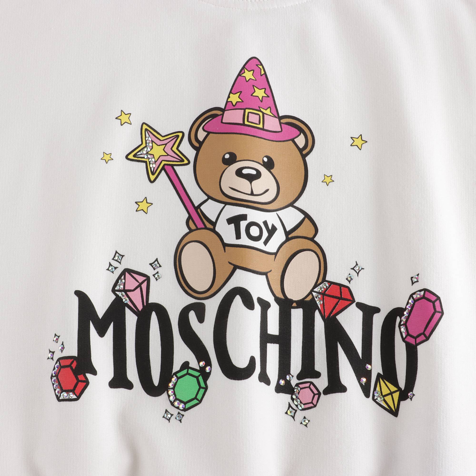 Girls White Printed Cotton Sweatshirt