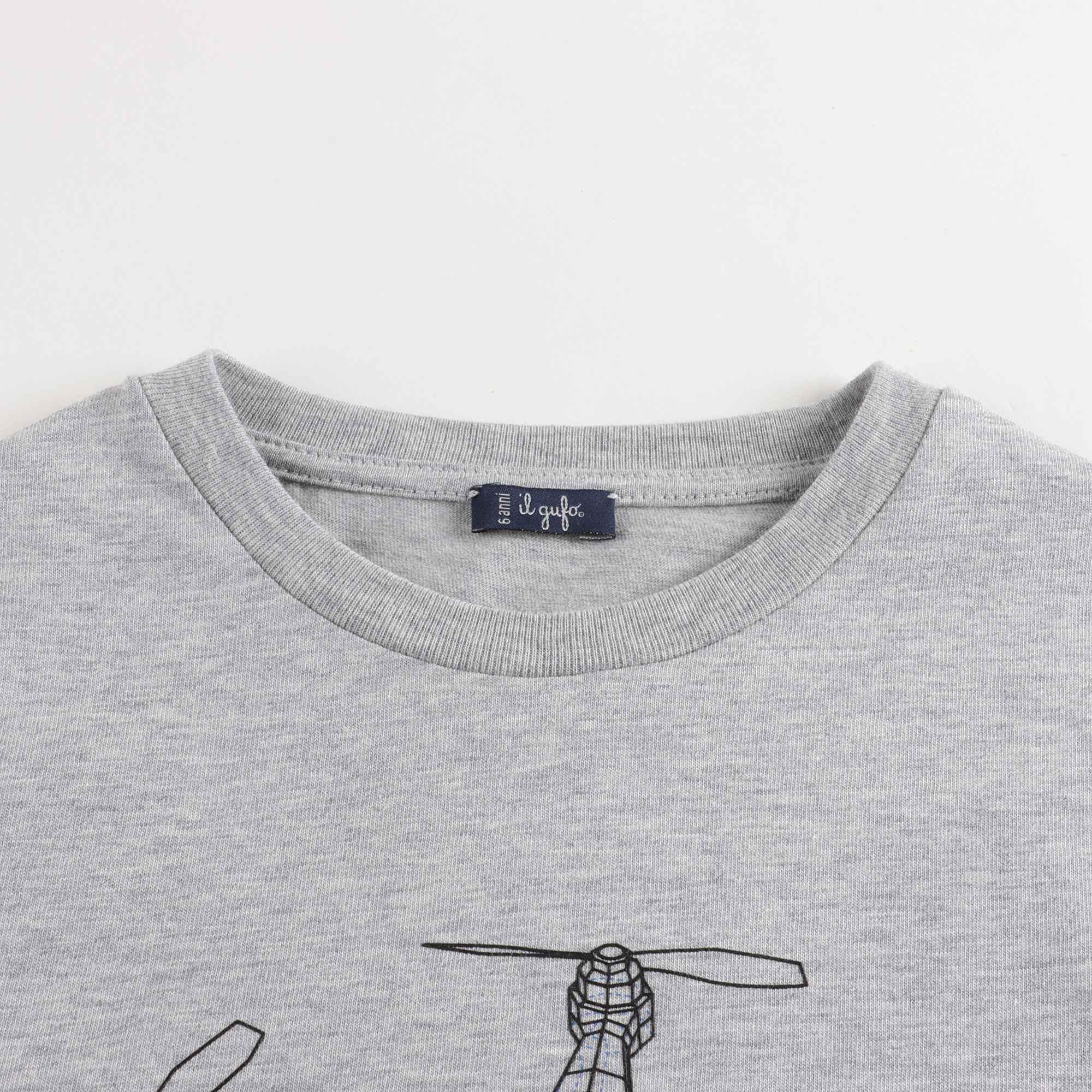 Boys & Girls Grey Printed Cotton T-Shirt
