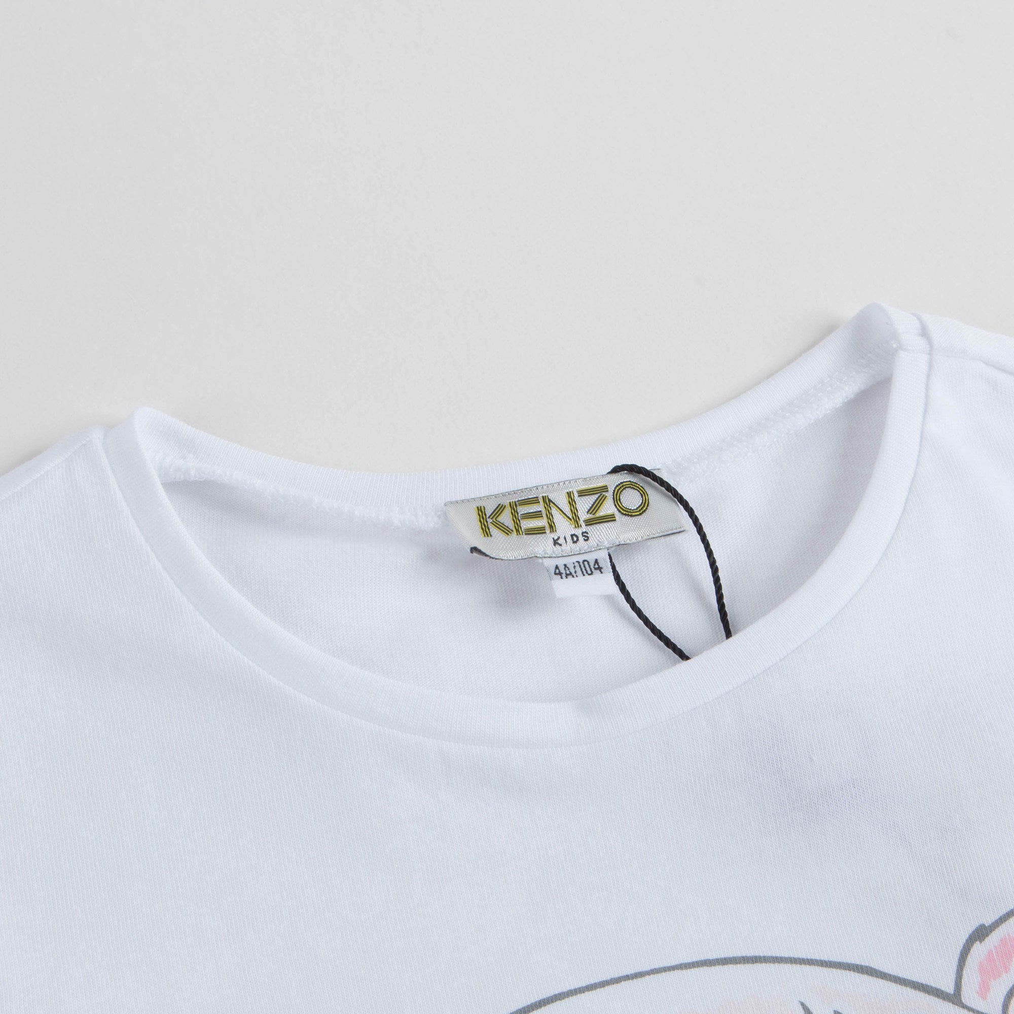 Girls White Tiger Cotton T-shirt