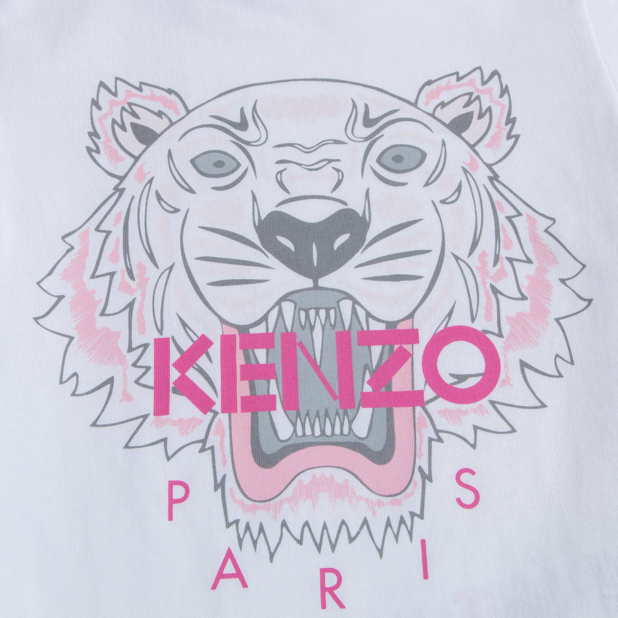 Girls White Tiger Cotton T-shirt