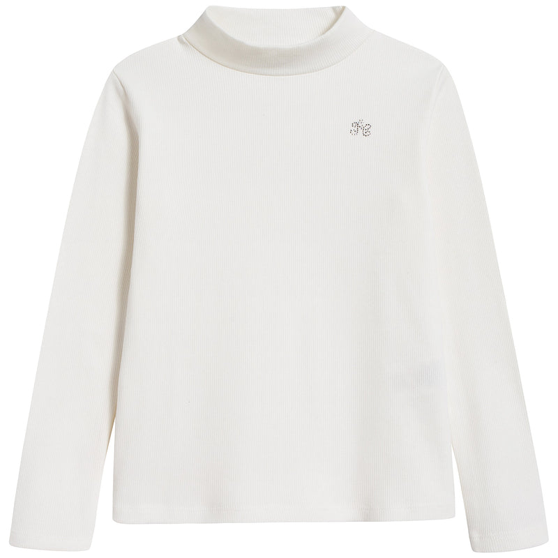 Girls White Cotton Pullover