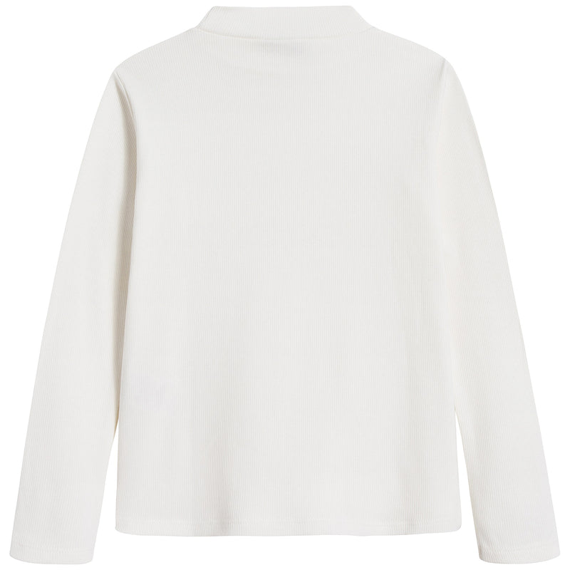 Girls White Cotton Pullover