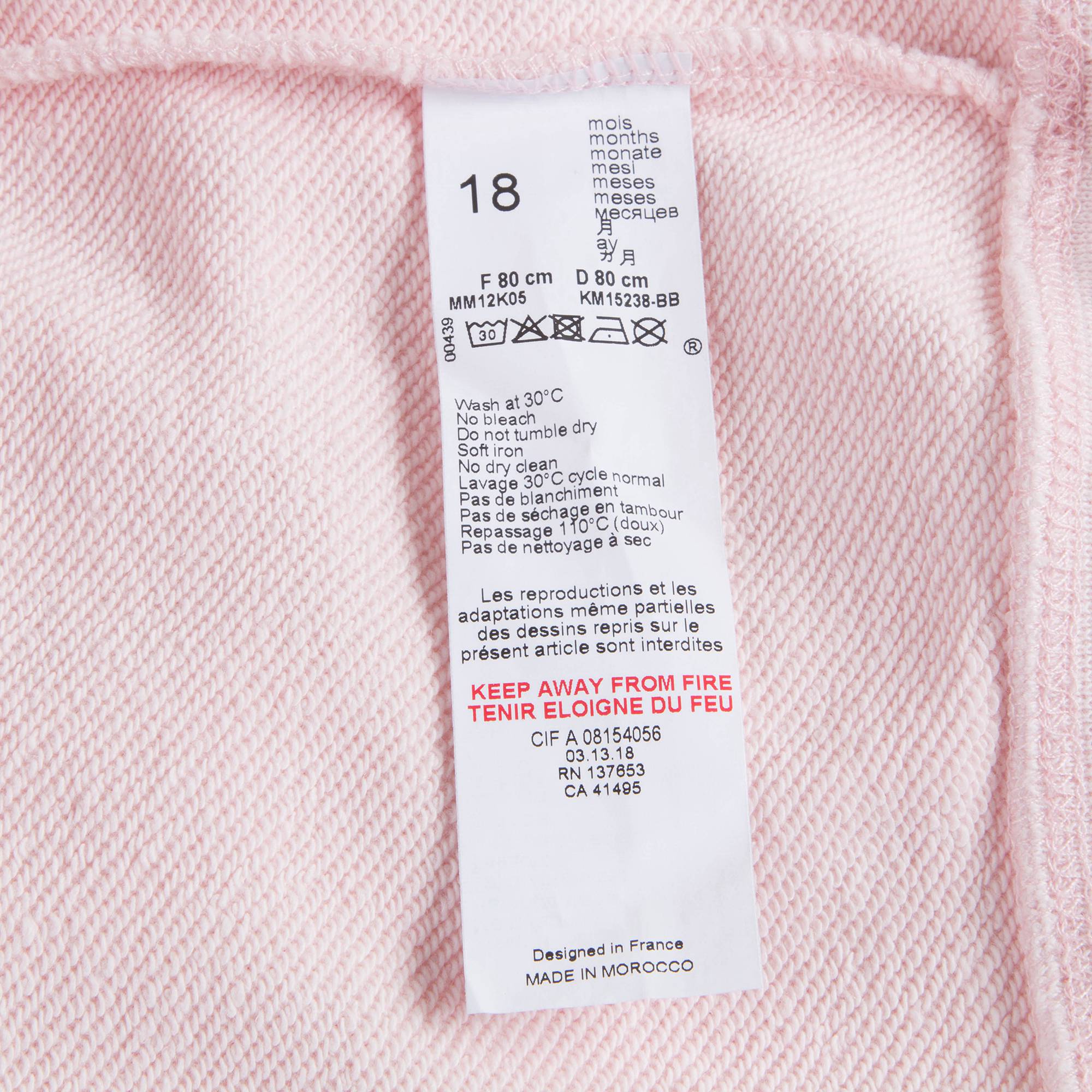 Baby Girls Light Pink Tiger Cotton Sweatshirt