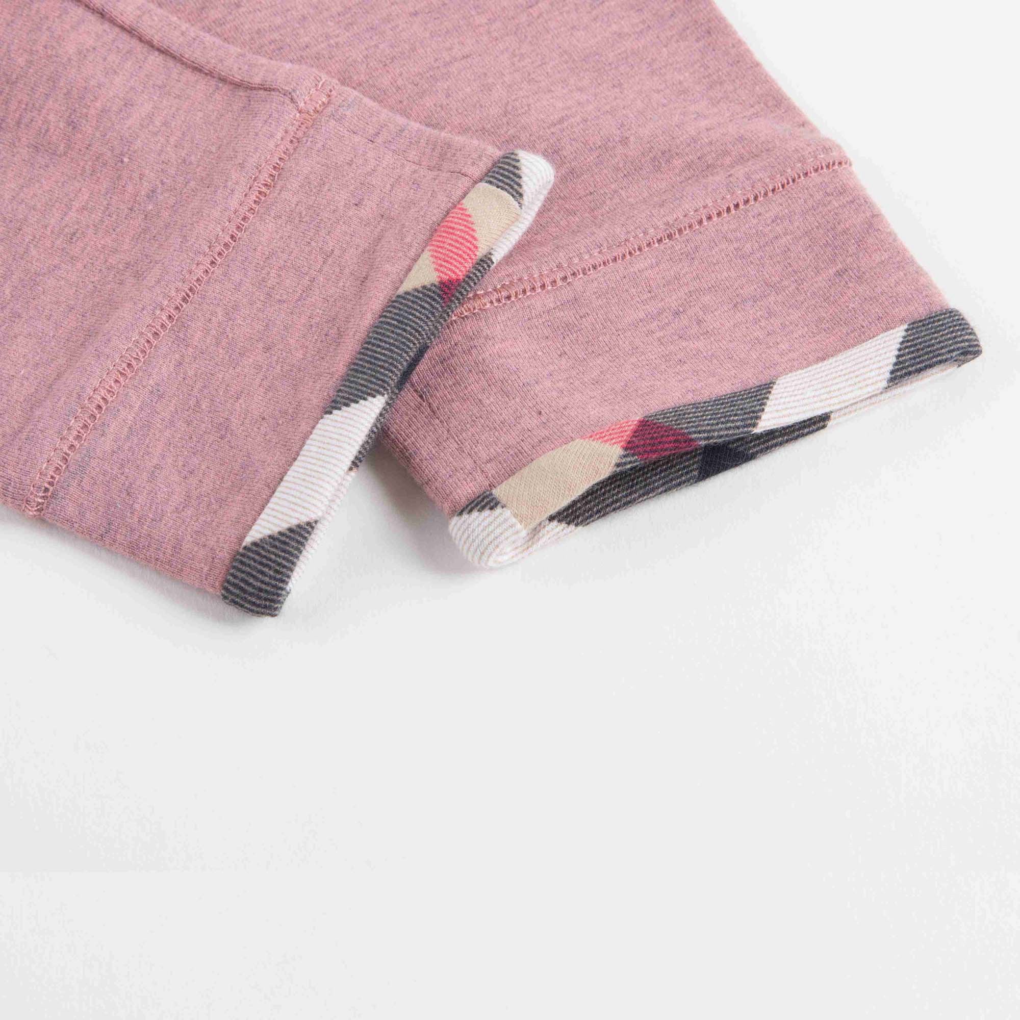 Baby Girls Pink Cotton Leggings With Check Cuffs
