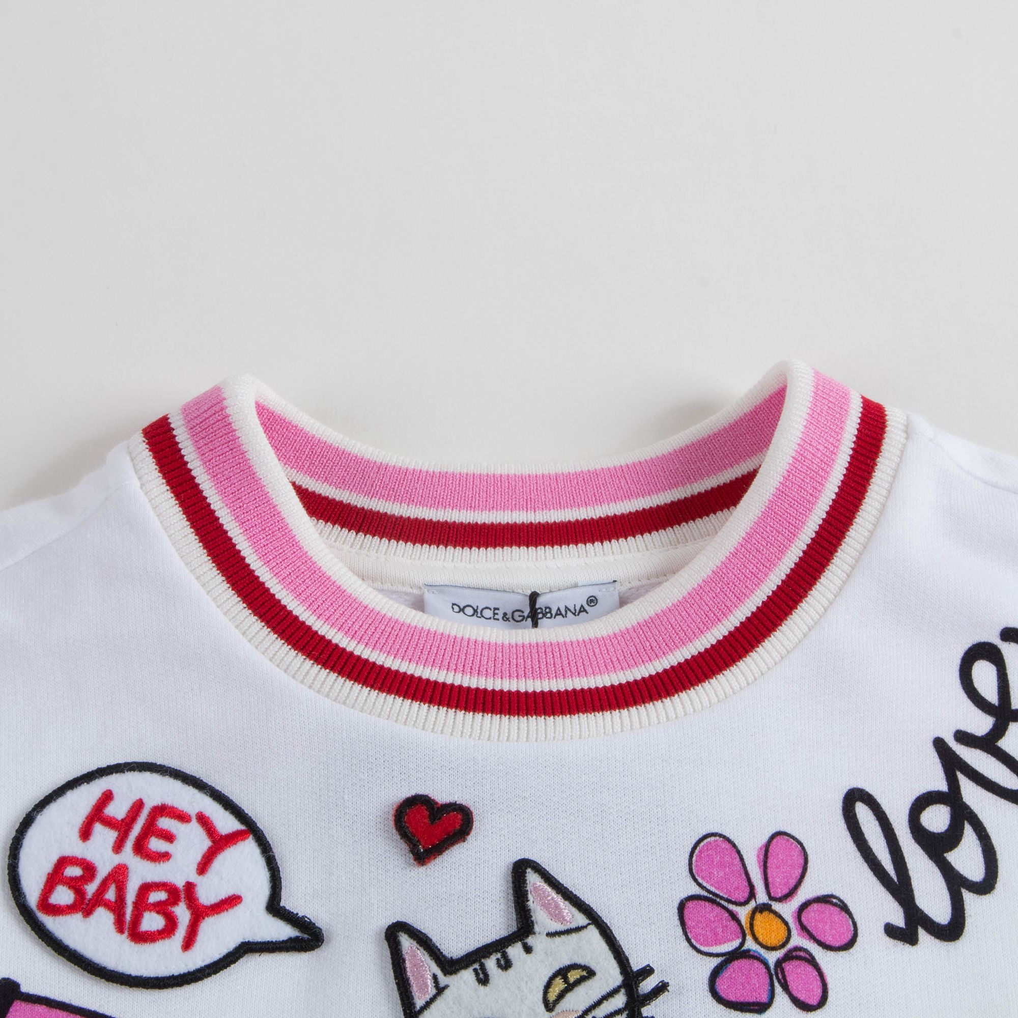 Girls White "DG" Cotton Sweatshirt