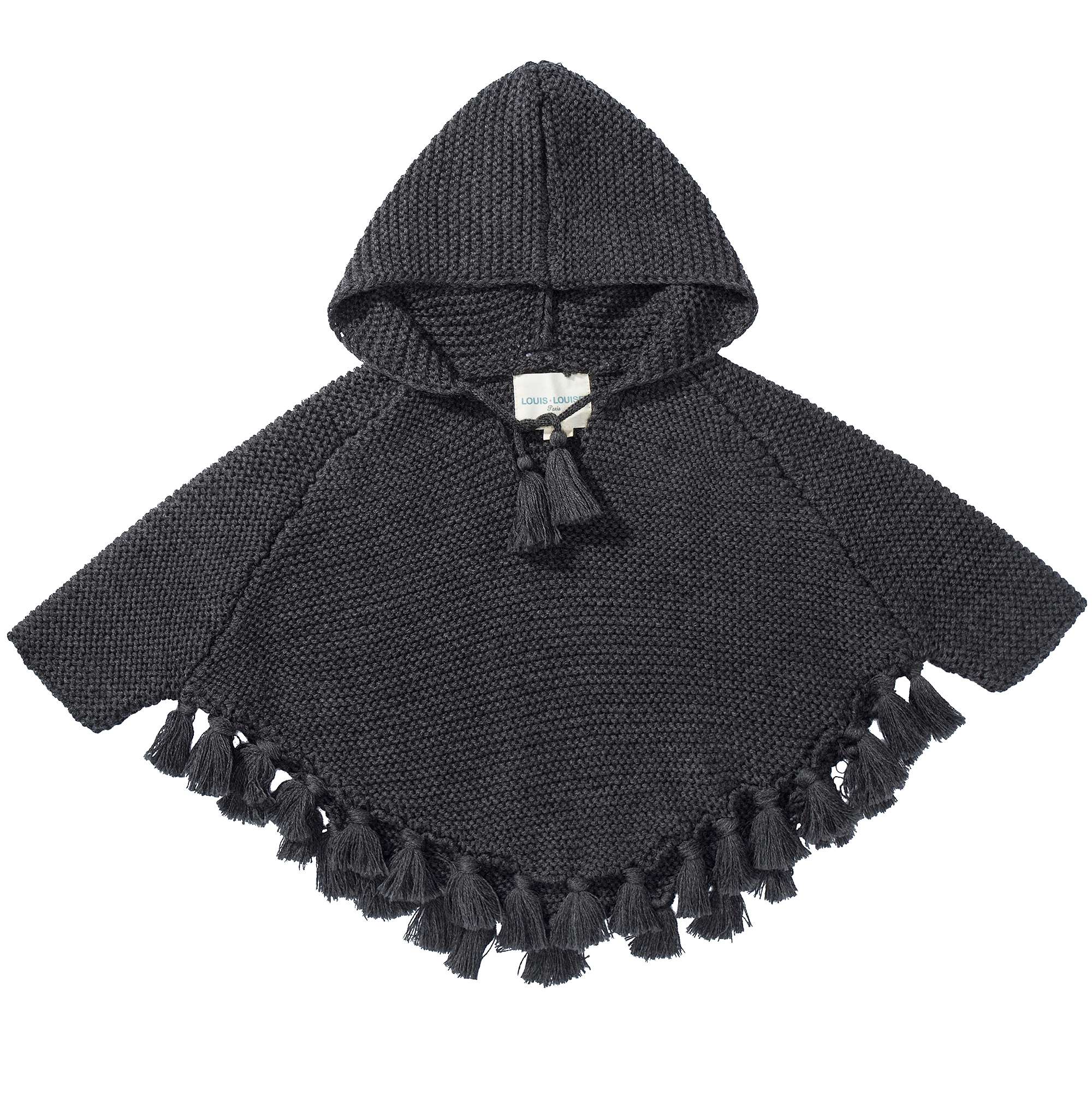 Baby Girls & Girls Wool knitted Grey  Poncho