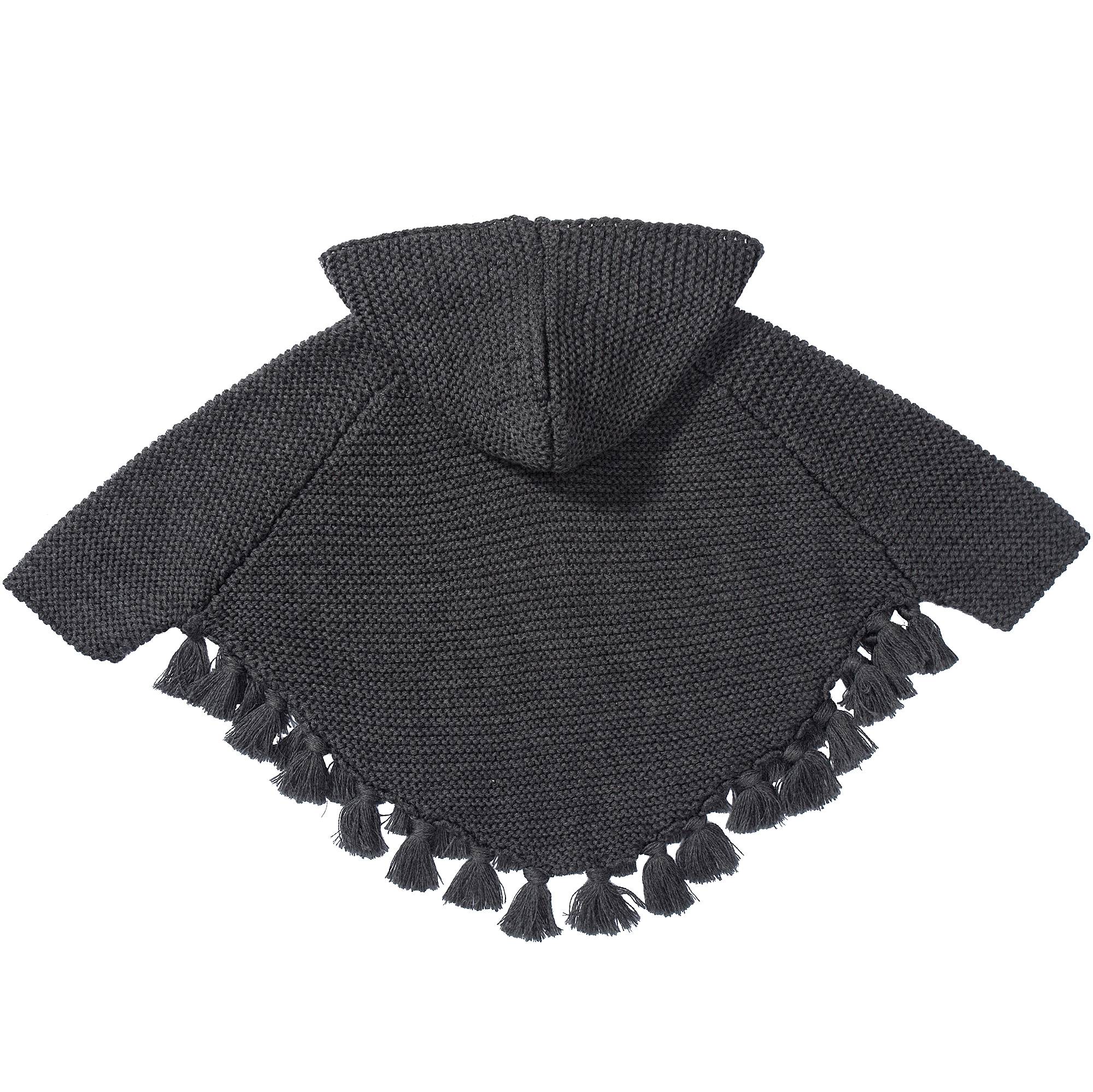Baby Girls & Girls Wool knitted Grey  Poncho