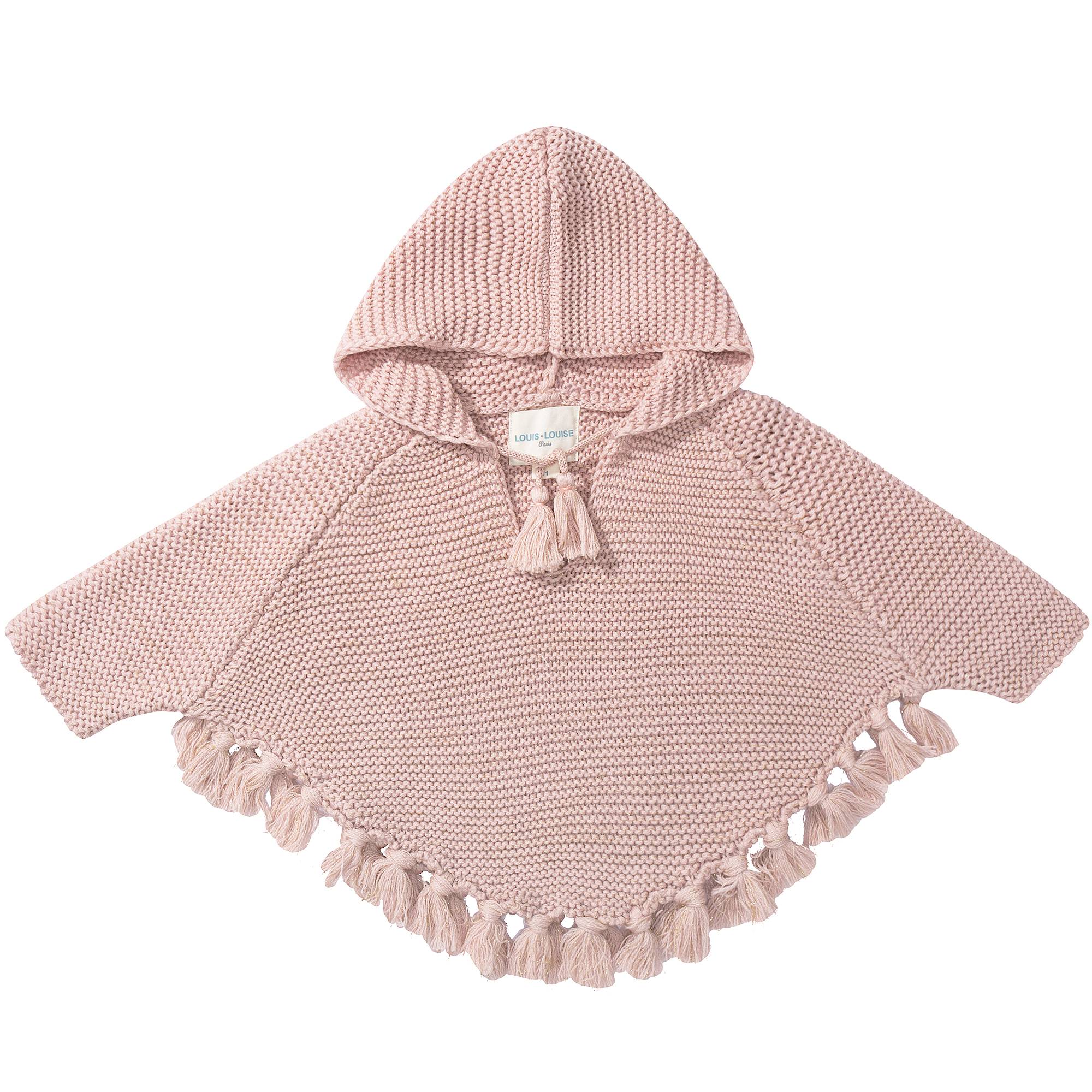 Baby Girls & Girls Wool knitted Pink  Poncho