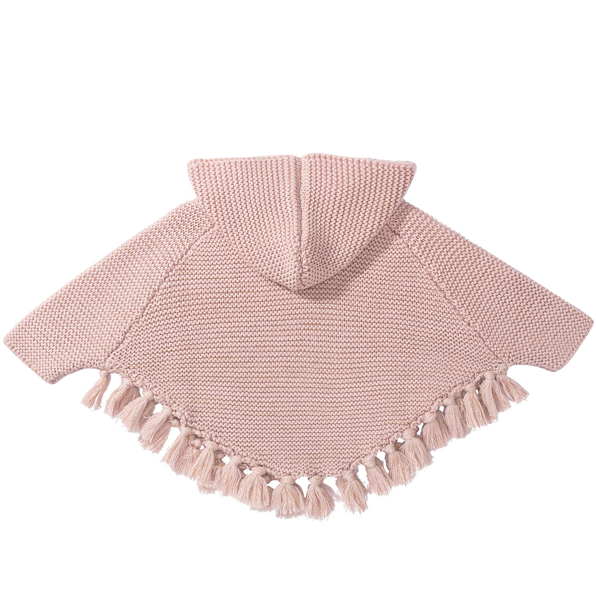 Baby Girls & Girls Wool knitted Pink  Poncho