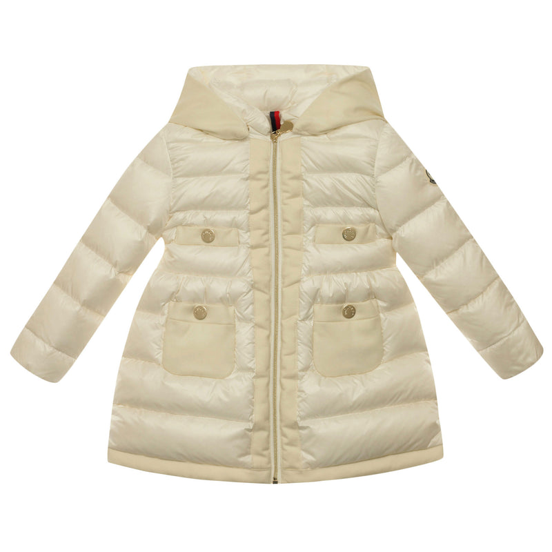 Baby Girls White Patch Pocket Padded Down 'Ramla'Jacket - CÉMAROSE | Children's Fashion Store - 1