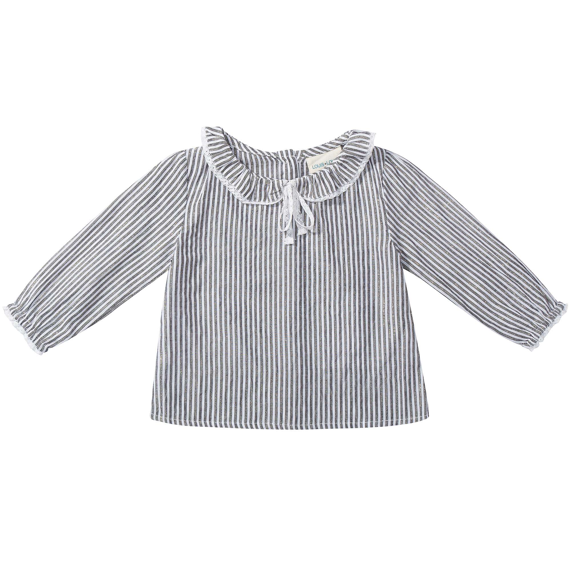 Baby Grey & off white Stripes Gold  Cotton Shirts