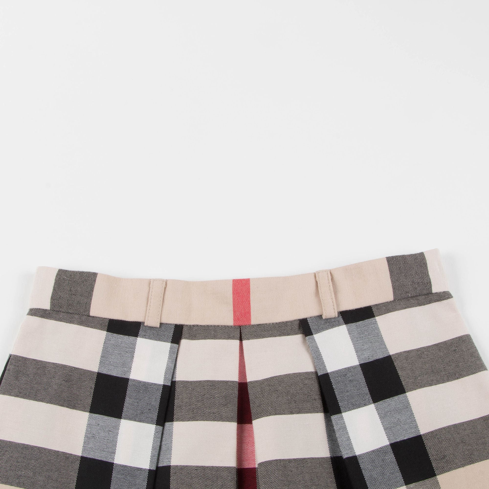 Girls Beige Check Cotton Skirt