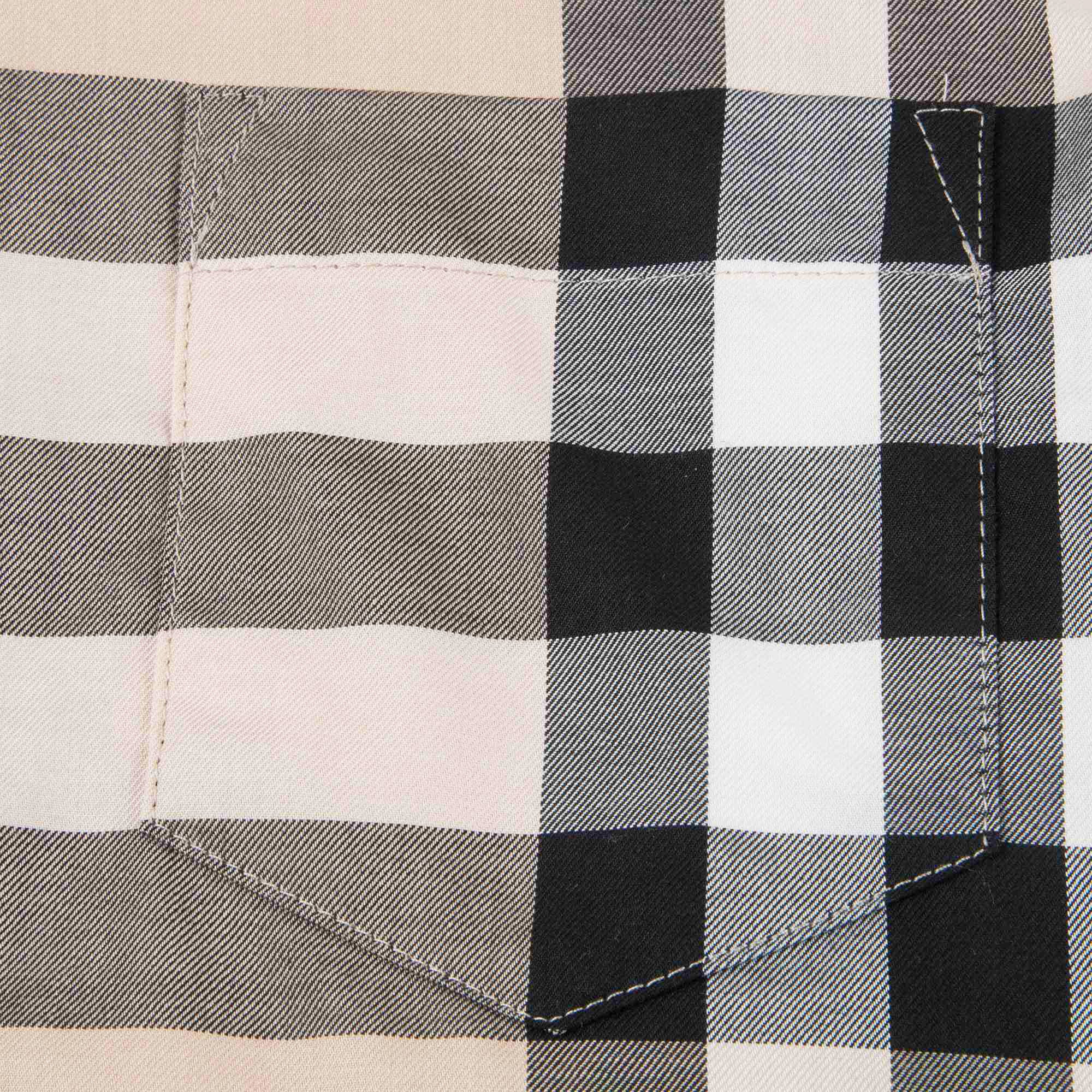 Girls Beige Check Polo Shirt