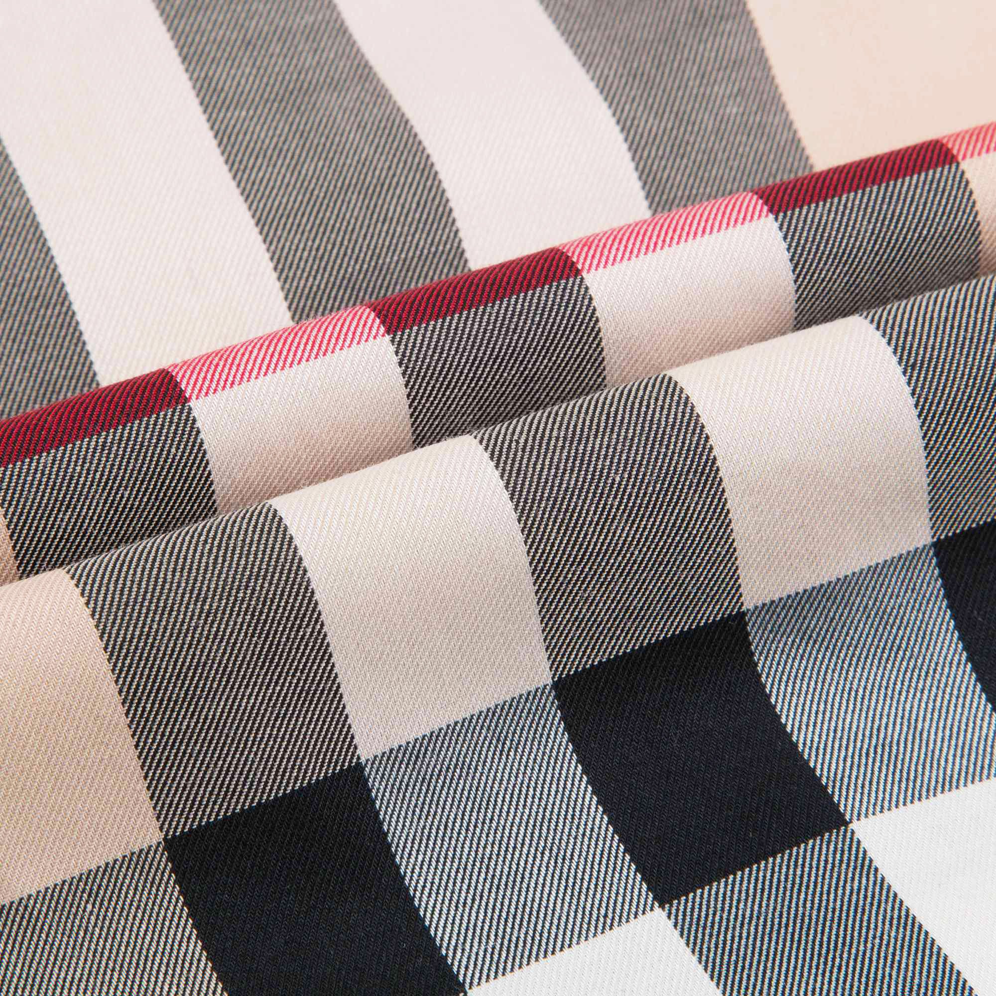 Girls Beige Check Polo Shirt