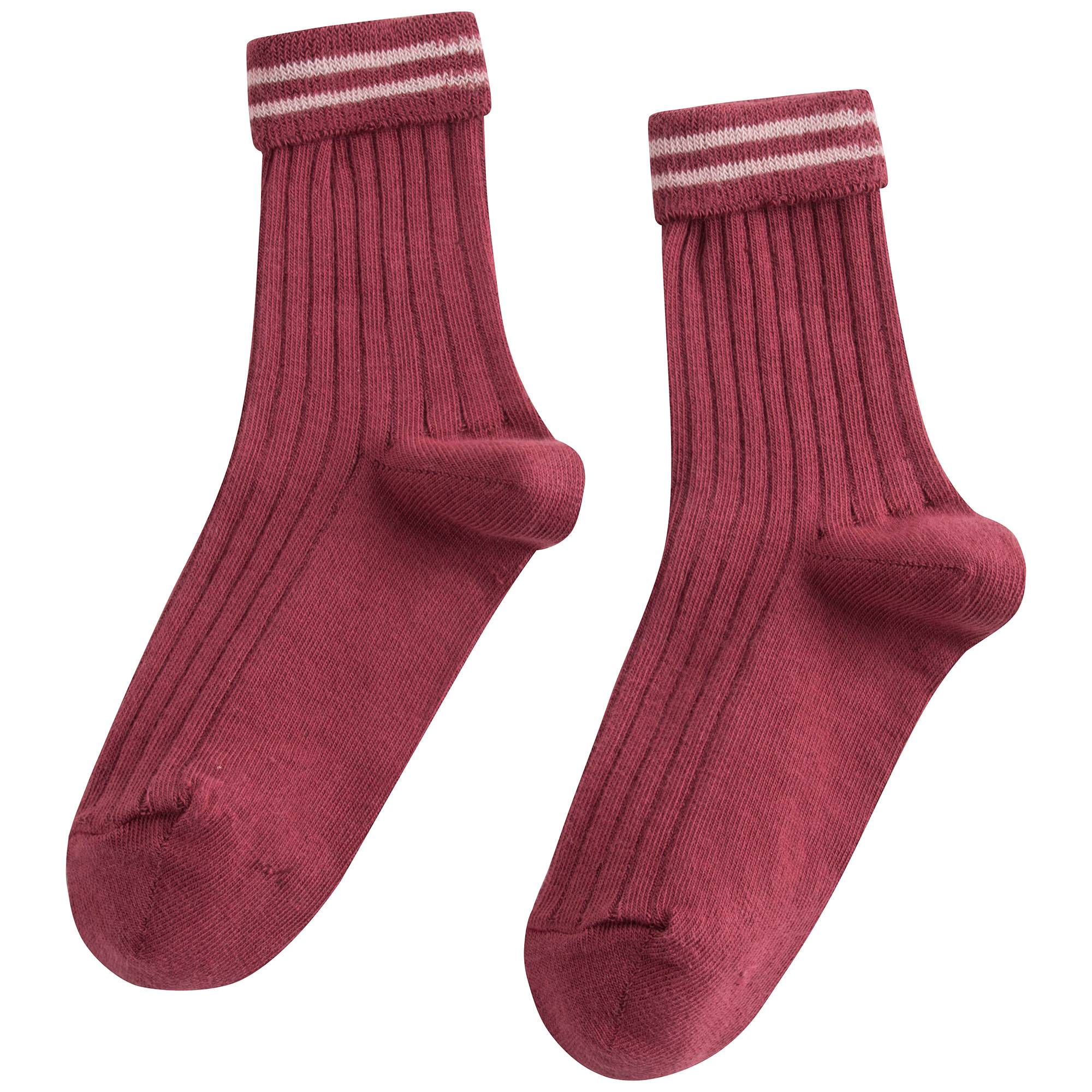Girls Plum Cotton Rib Ankle Socks